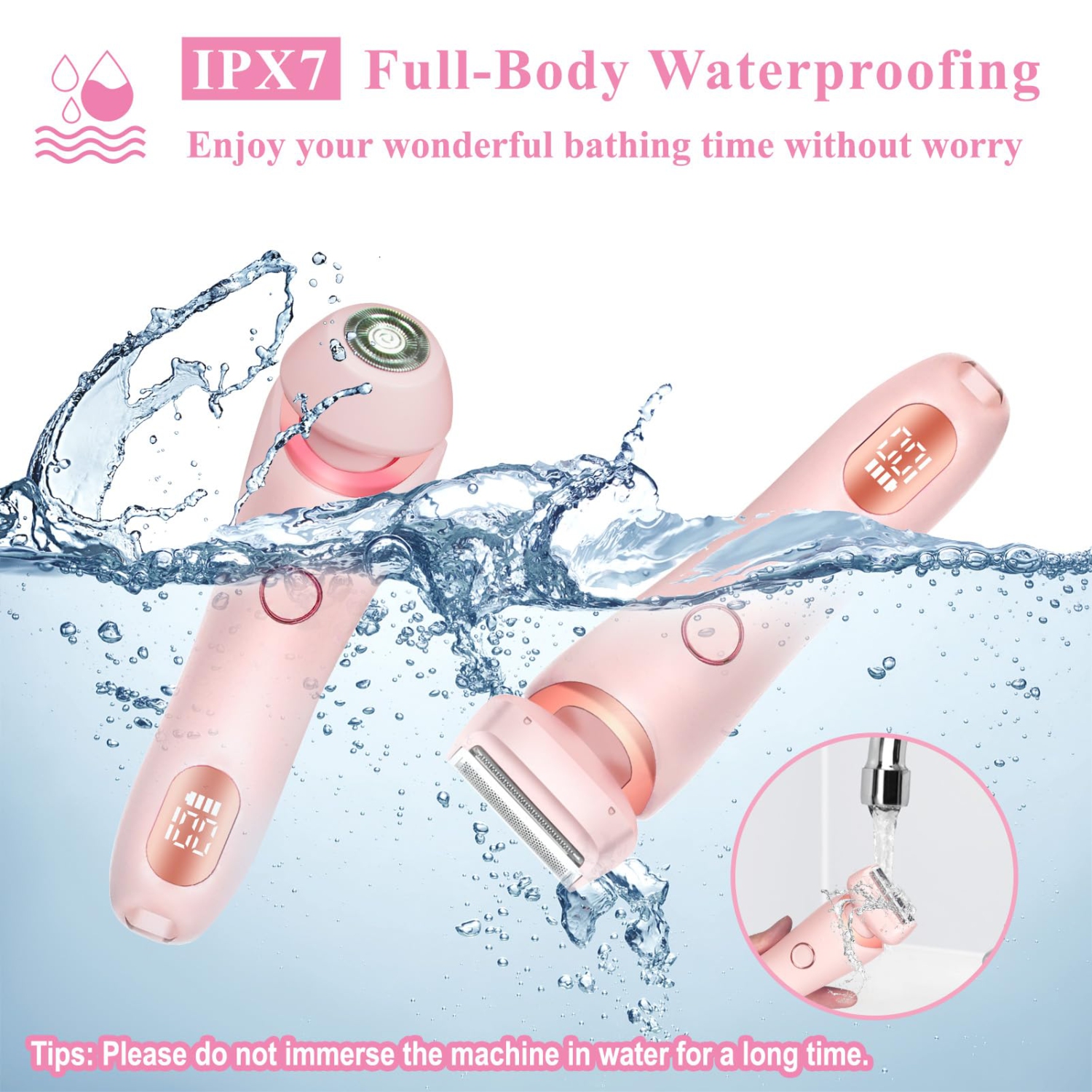 Rasoir électrique 2-en-1 pour femmes pour le visage des jambes, tondeuse bikini sans fil pour femmes avec tête amovible