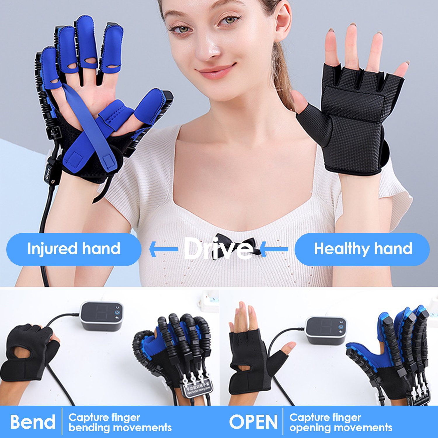 Rehabilitation Robot Glove Left Hand Rehabilitation Device for Stroke Hemiplegia Hand Function Recovery Finger Trainer(L)