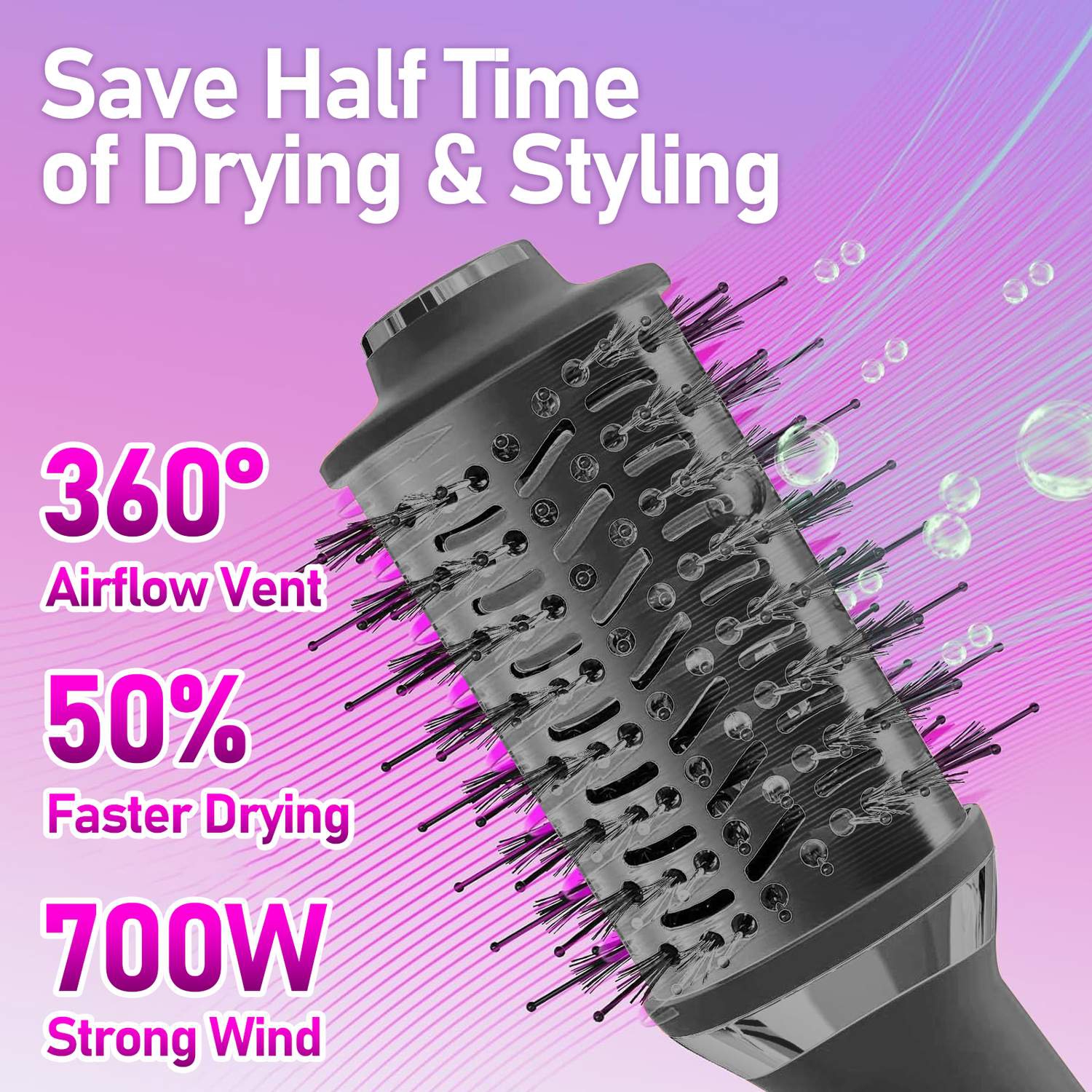 Hair Dryer Brush Blow Dryer Brush,3-in-1 Hair Dryer Brush Blow Dryer,Mini Hot Air Brush for All Hair Types-Black