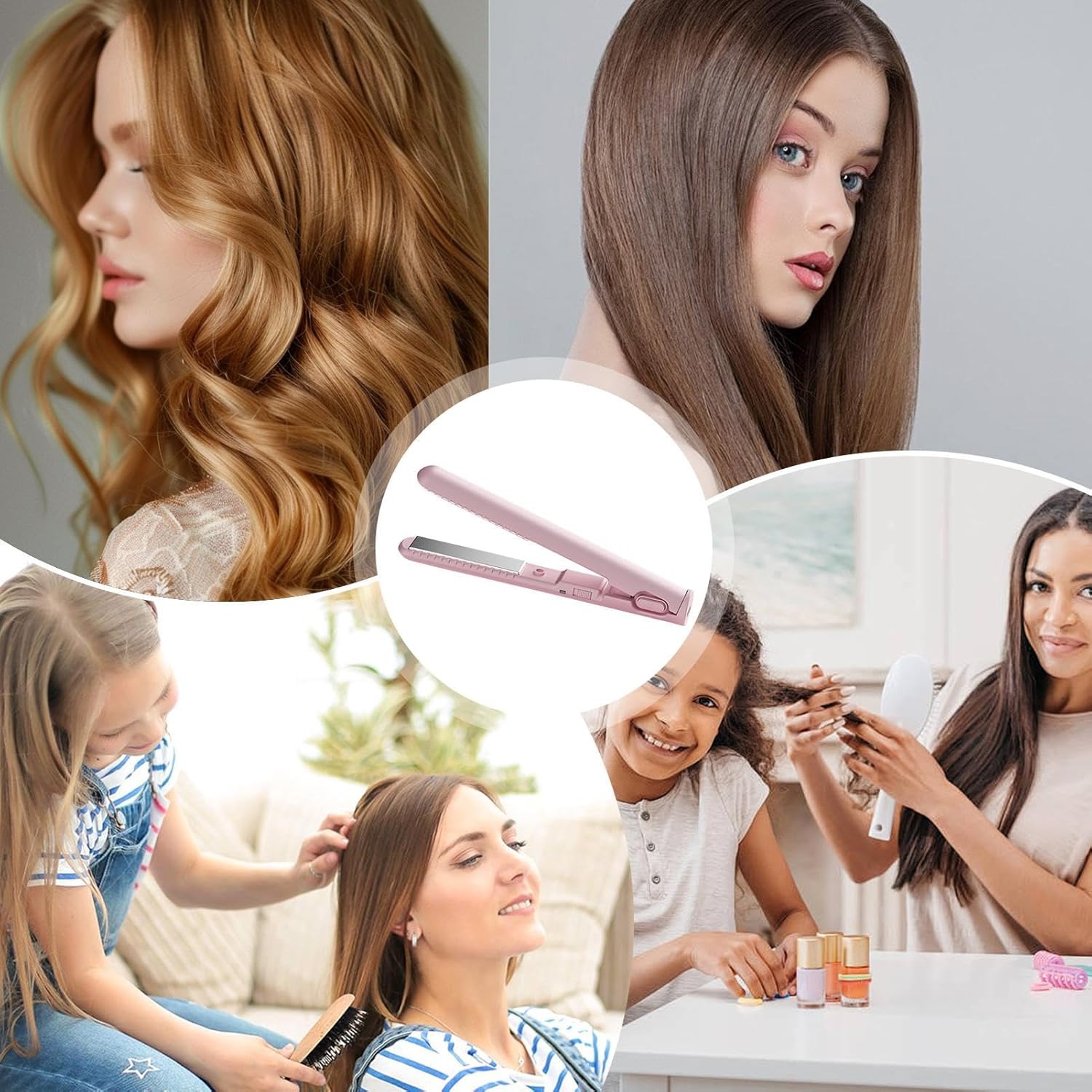 Mini fer à friser à double usage, mini fer à friser 2-en-1 et fer plat, fer plat et fer à friser portatif de voyage, mini fer à friser pour tous les