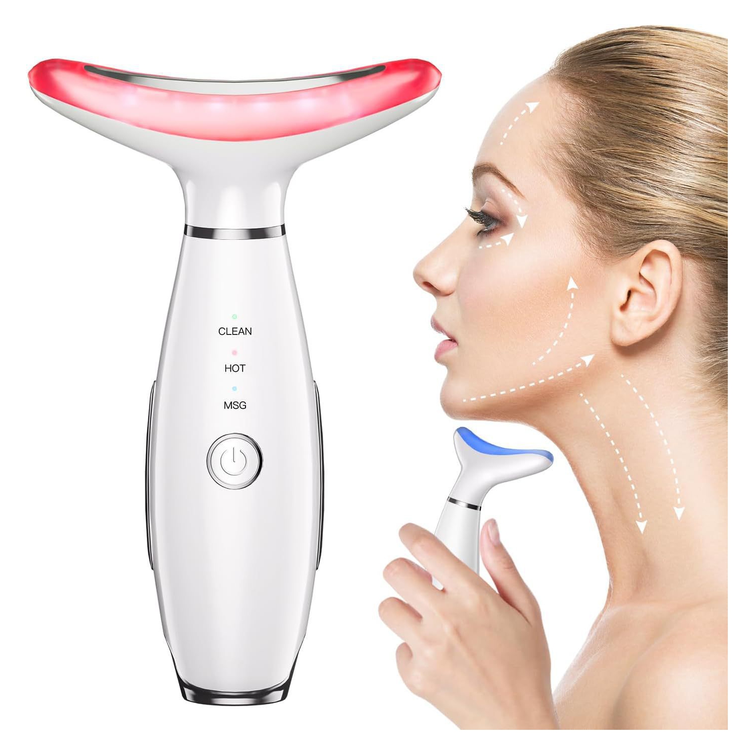 7 Color Light Therapy Facial Massager,Red Light Therapy Wand for Facial Skin Care,Handheld Massager for Face & Neck,Face Massage Beauty Device for