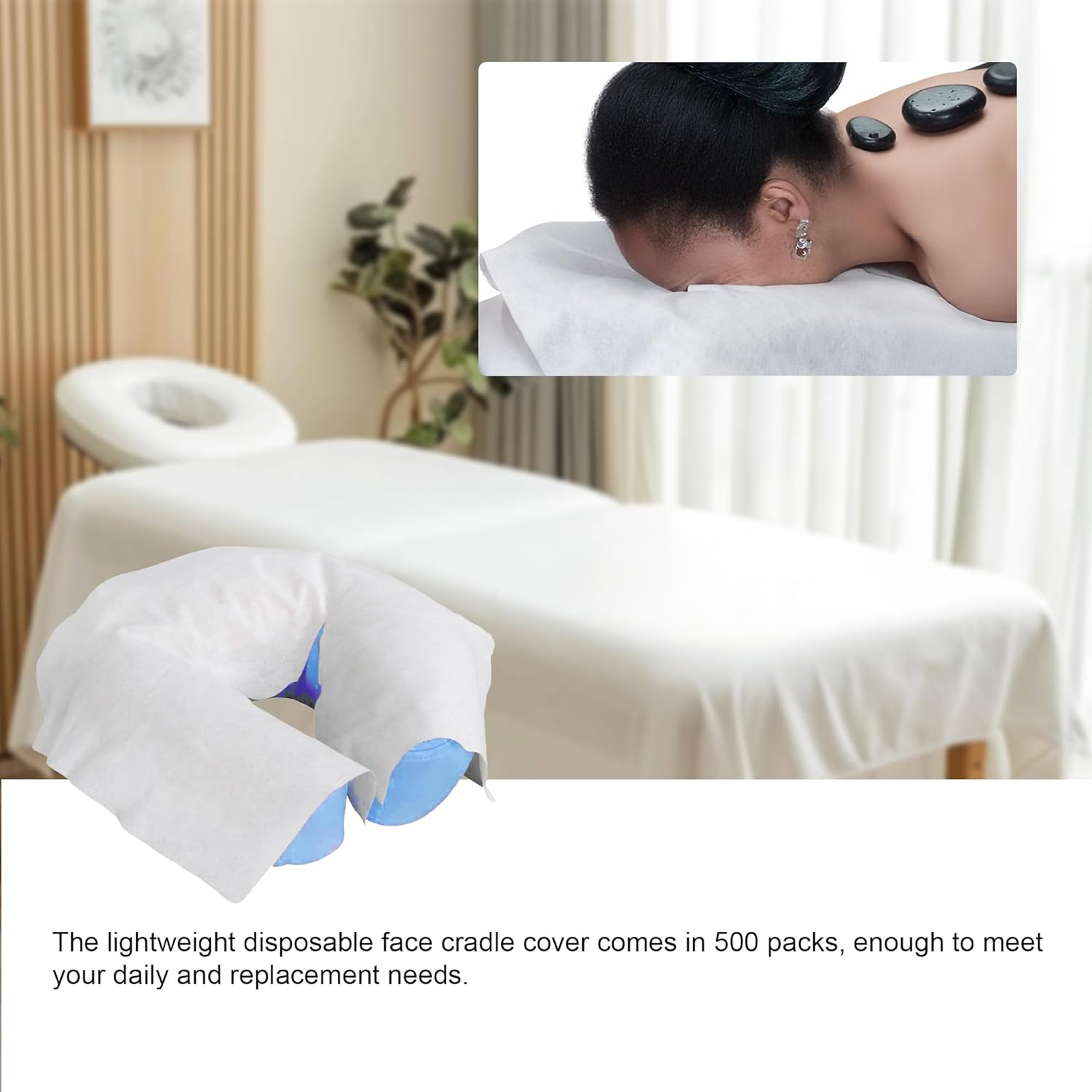 500PCS Disposable Massage Table Face Cradle Cover for Beauty Salon,Massage Face Cradle Cover,Non-Stick Massage Face Cushion Covers for Chair Headrests