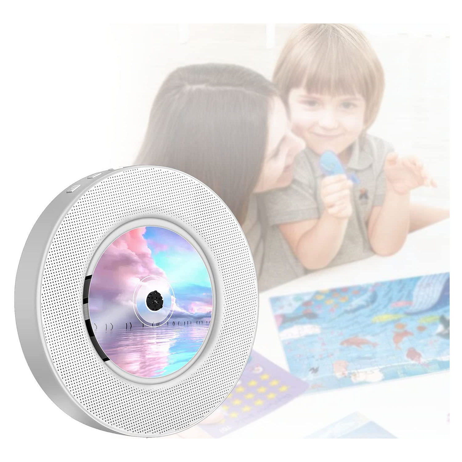 CD Players for Home,Bluetooth Wall Mountable CD Music,Portable CD Player with Remote Control FM Radio Built-in HiFi Speakers LCD Display