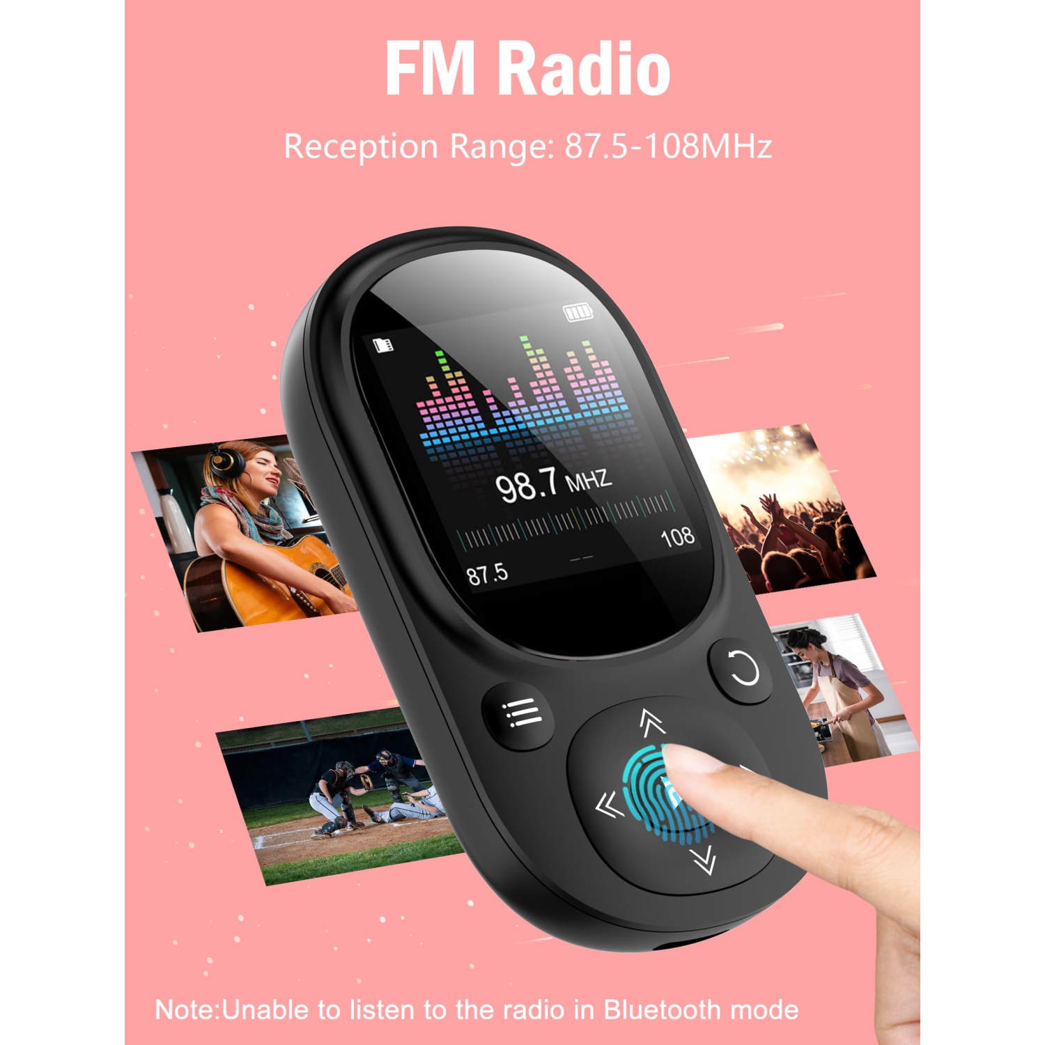 Lecteur MP3 portatif à pince de 32&nbsp;Go Lecteur de musique MP3 Bluetooth avec podomètre d'enregistrement de la radio FM