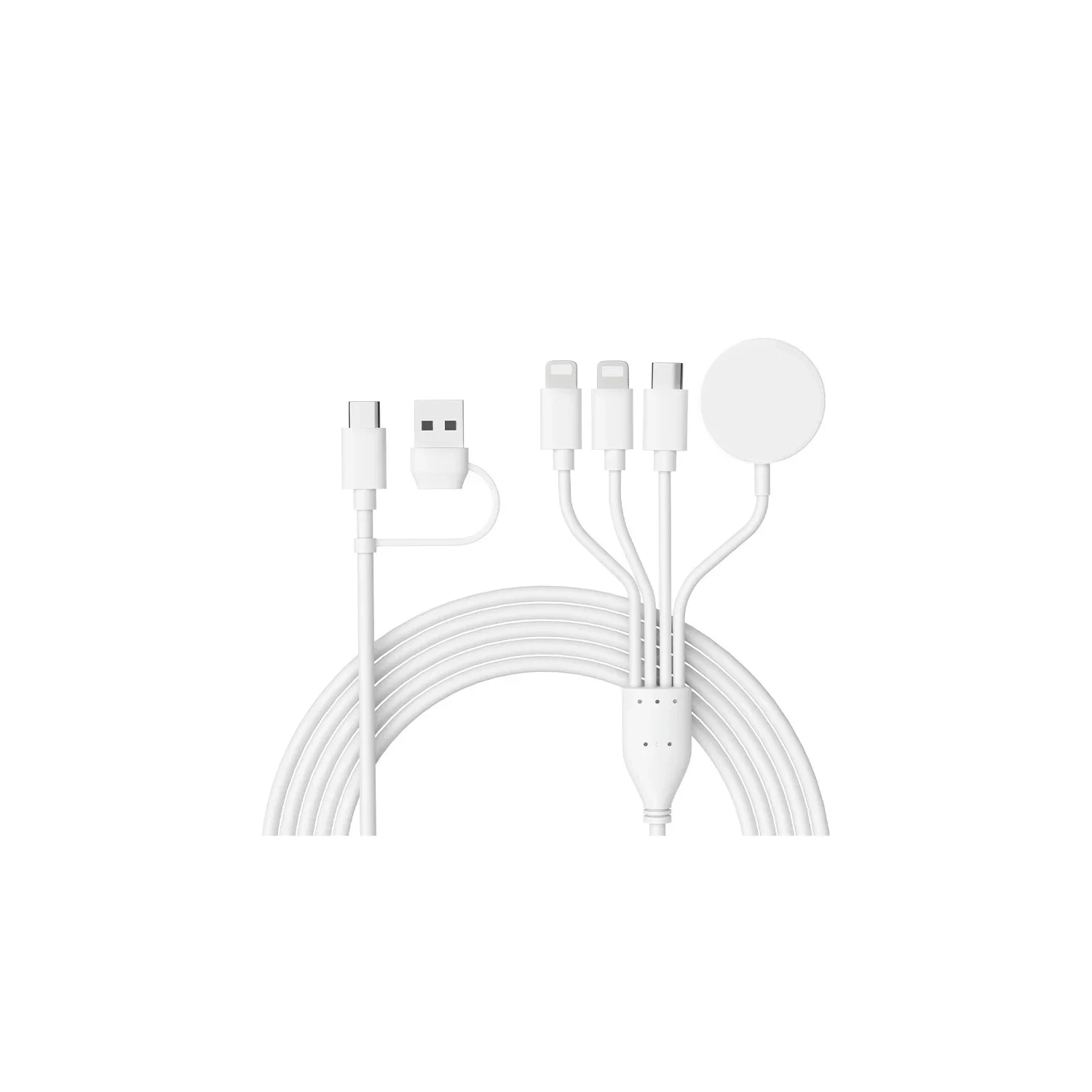 Câble de recharge multiple 4-en-2 pour Apple Watch Chargeur USB-C Chargeur de voyage Compatible avec les iPhone 15 14 13 iWatch Series