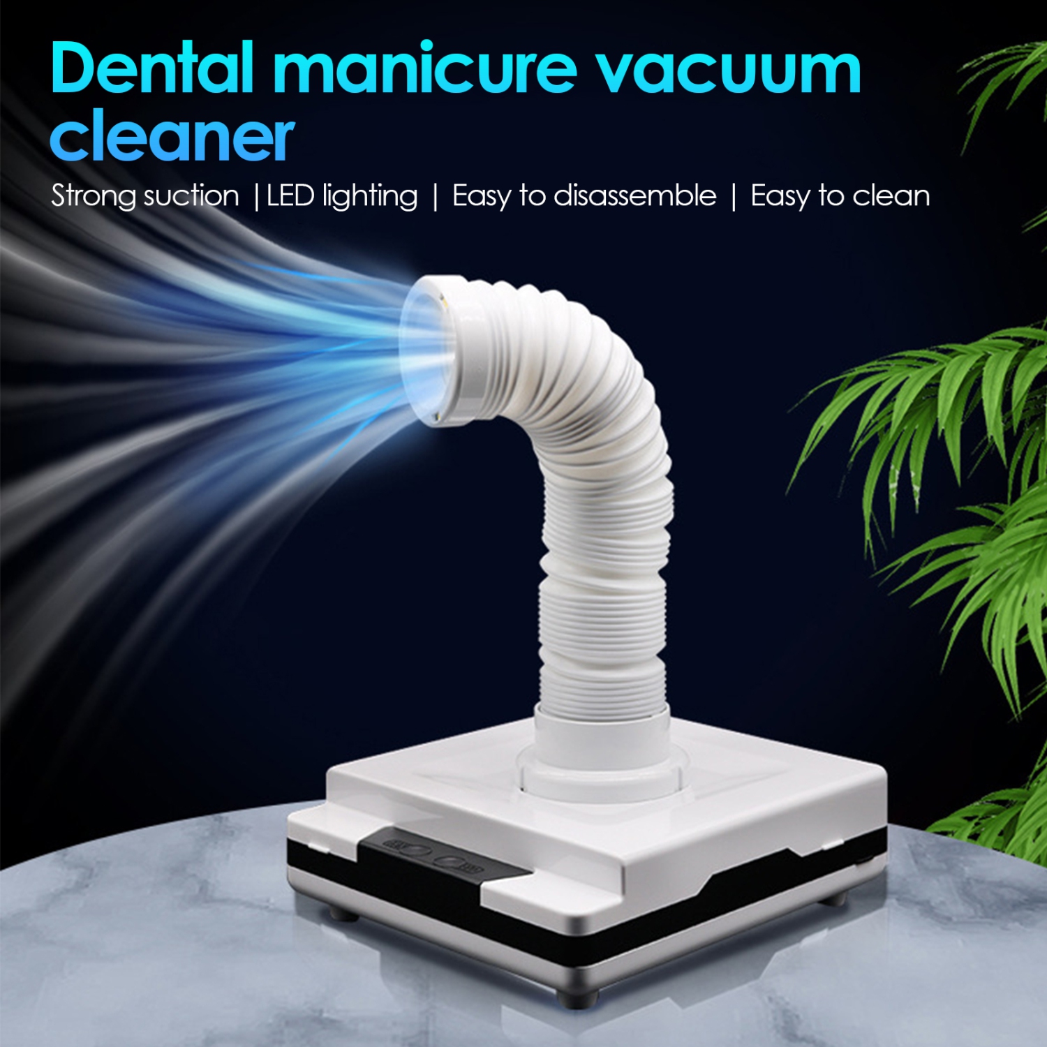 Tooth Polishing Dust Collector 60W Nail Vacuum Cleaner with Fan and LED Light for Dental Manicure