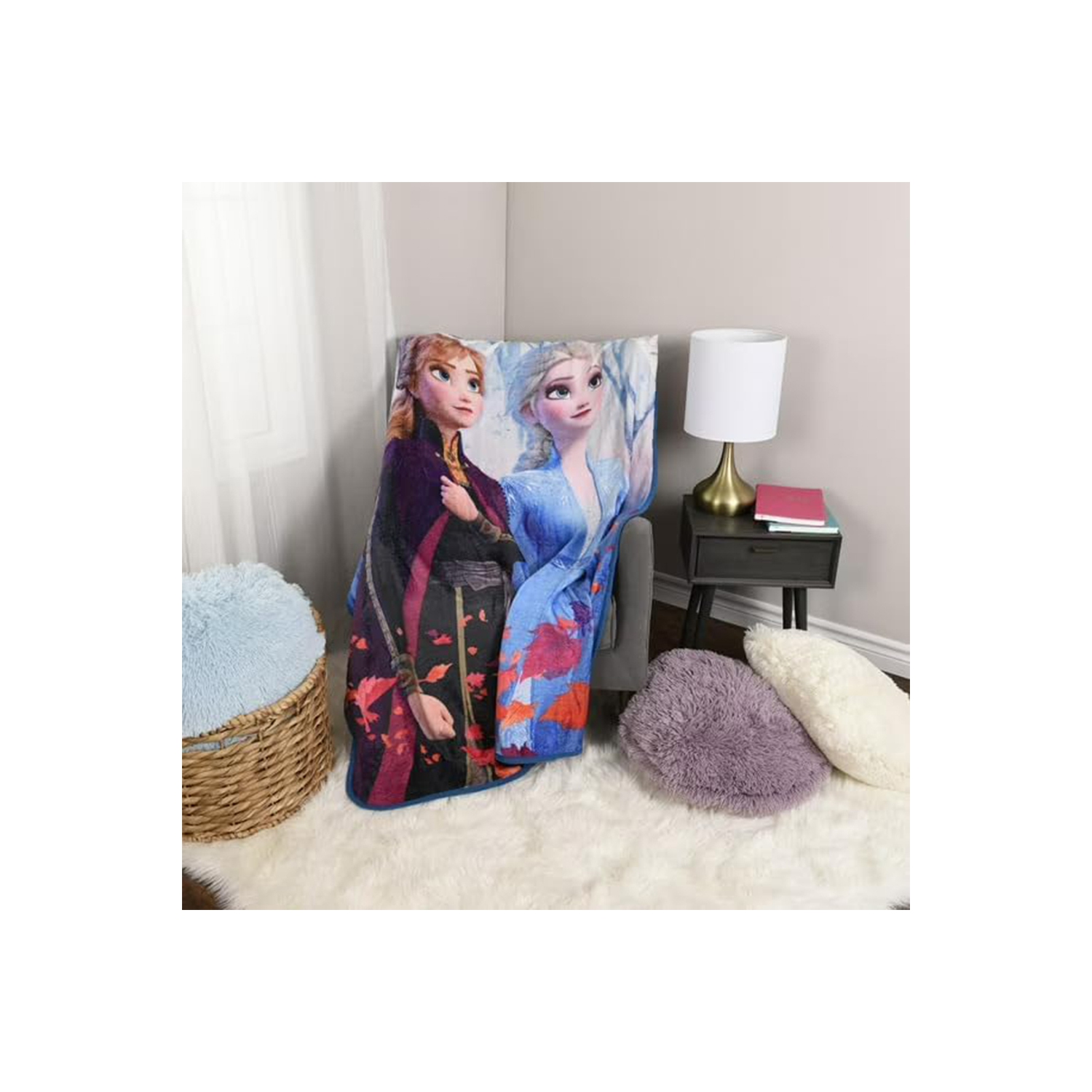 Disney Frozen 2 Anna Elsa Micro Plush Throw Super Soft Plush Blanket for Kids