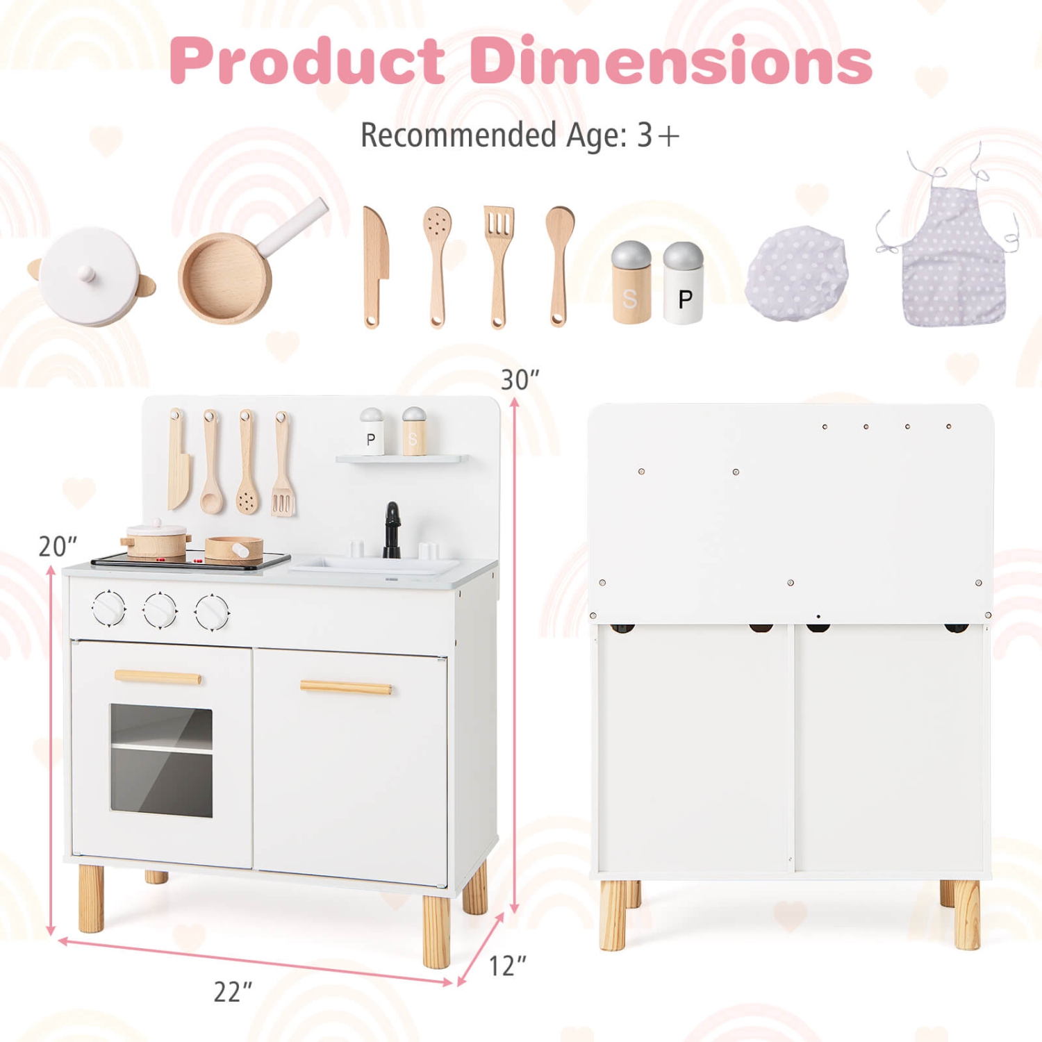 Ensemble de cuisine pour enfants de Costway avec cuisinière lumineuse et robinet d'évier de four à sons de cuisson