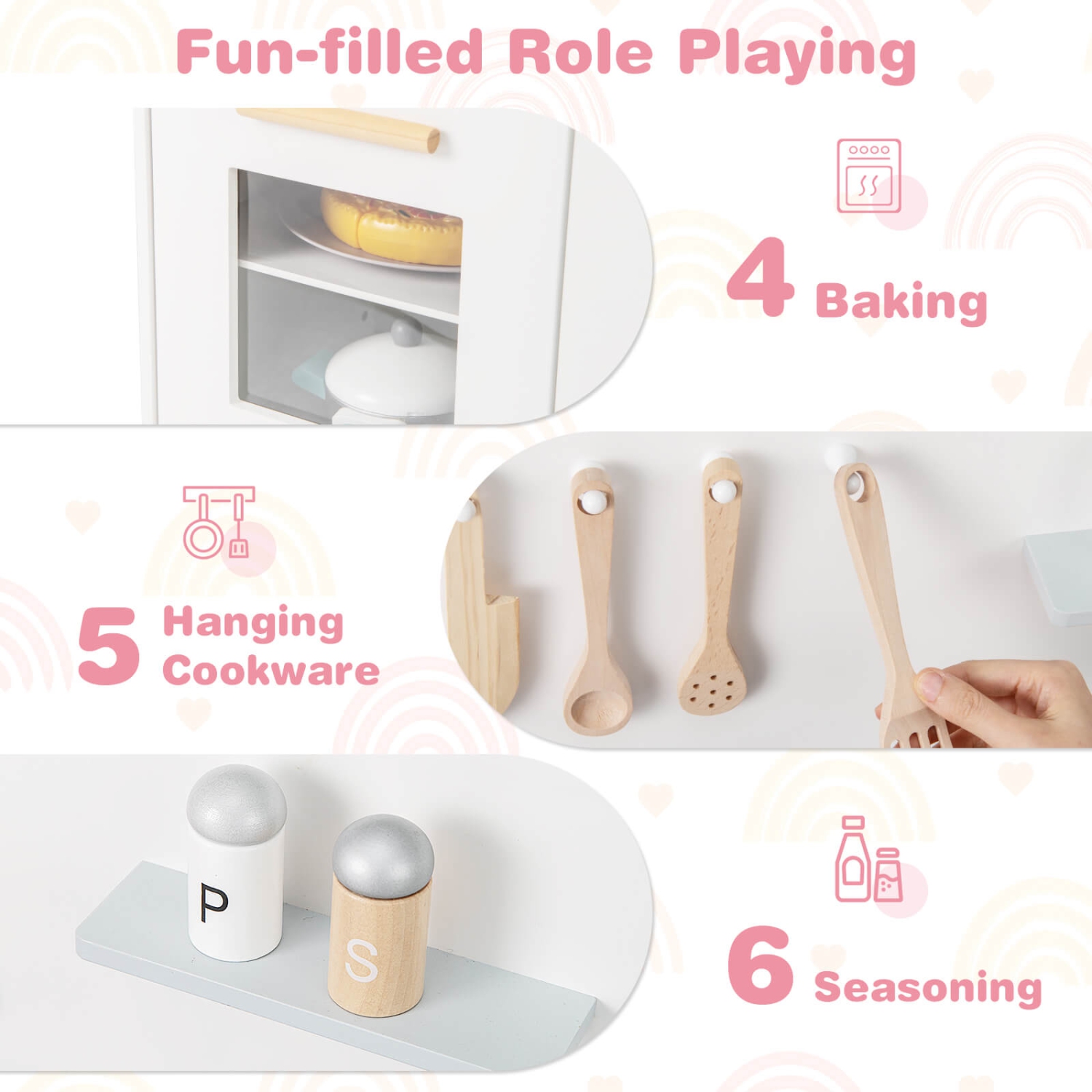 Ensemble de cuisine pour enfants de Costway avec cuisinière lumineuse et robinet d'évier de four à sons de cuisson