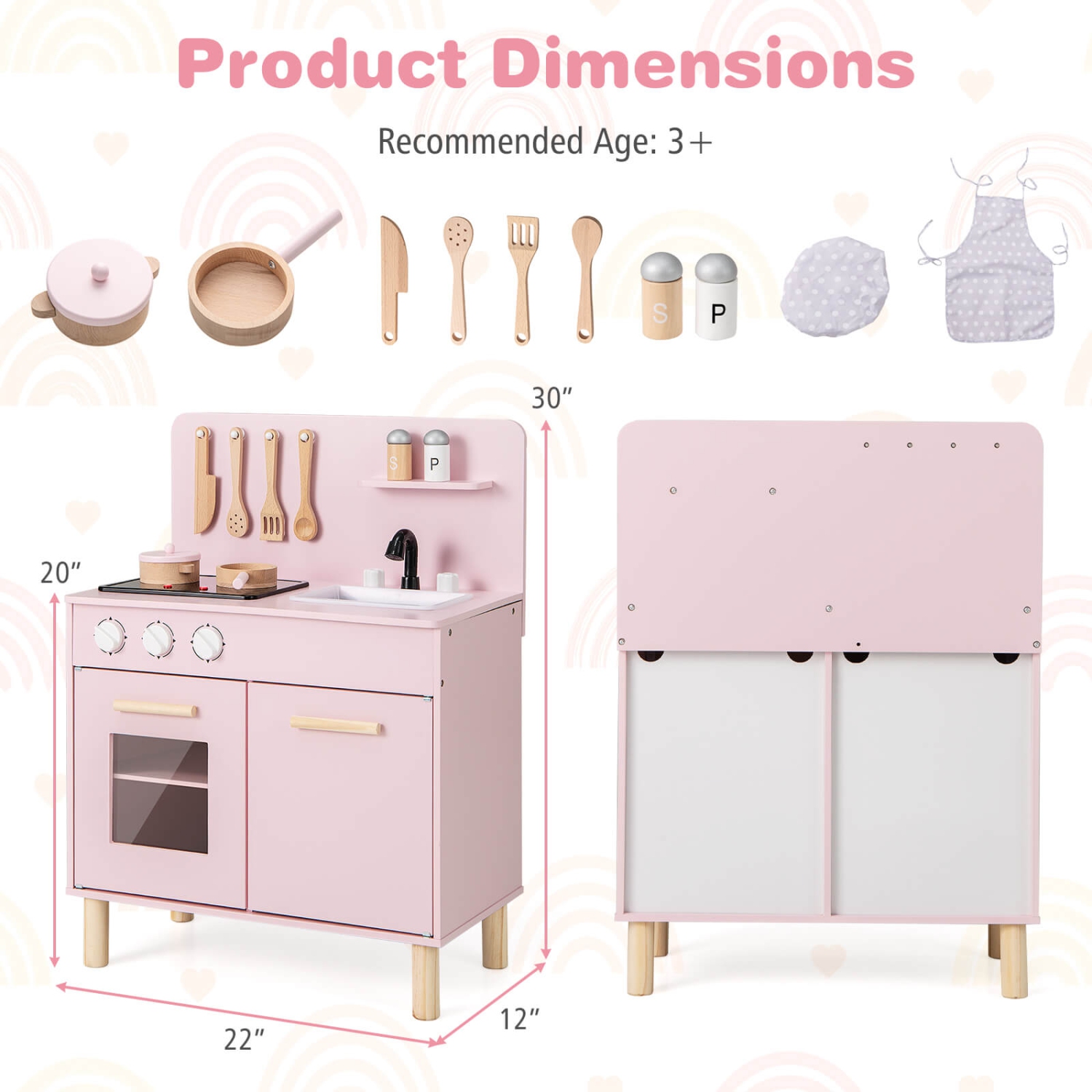 Ensemble de cuisine pour enfants de Costway avec cuisinière lumineuse et robinet d'évier de four à sons de cuisson