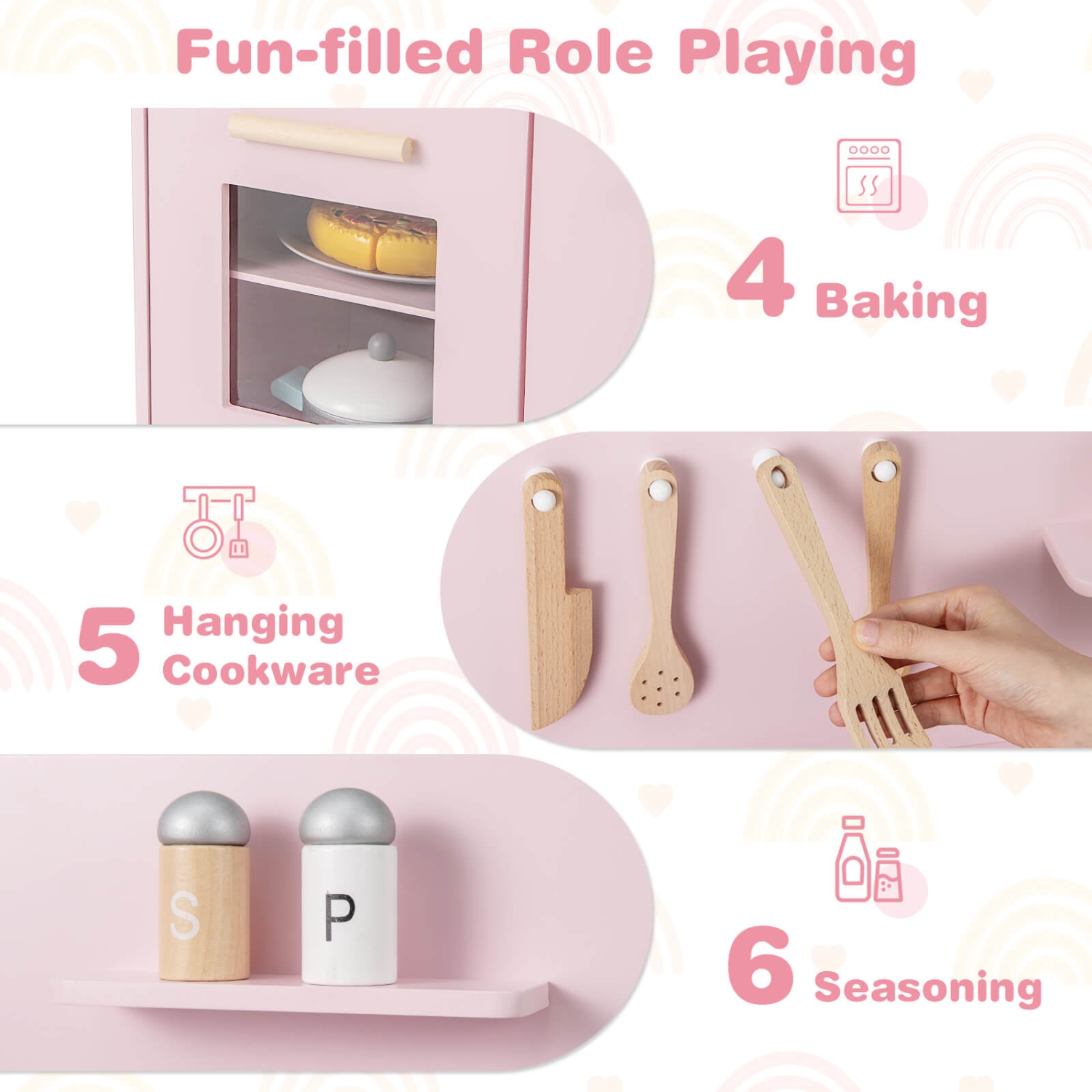 Ensemble de cuisine pour enfants de Costway avec cuisinière lumineuse et robinet d'évier de four à sons de cuisson