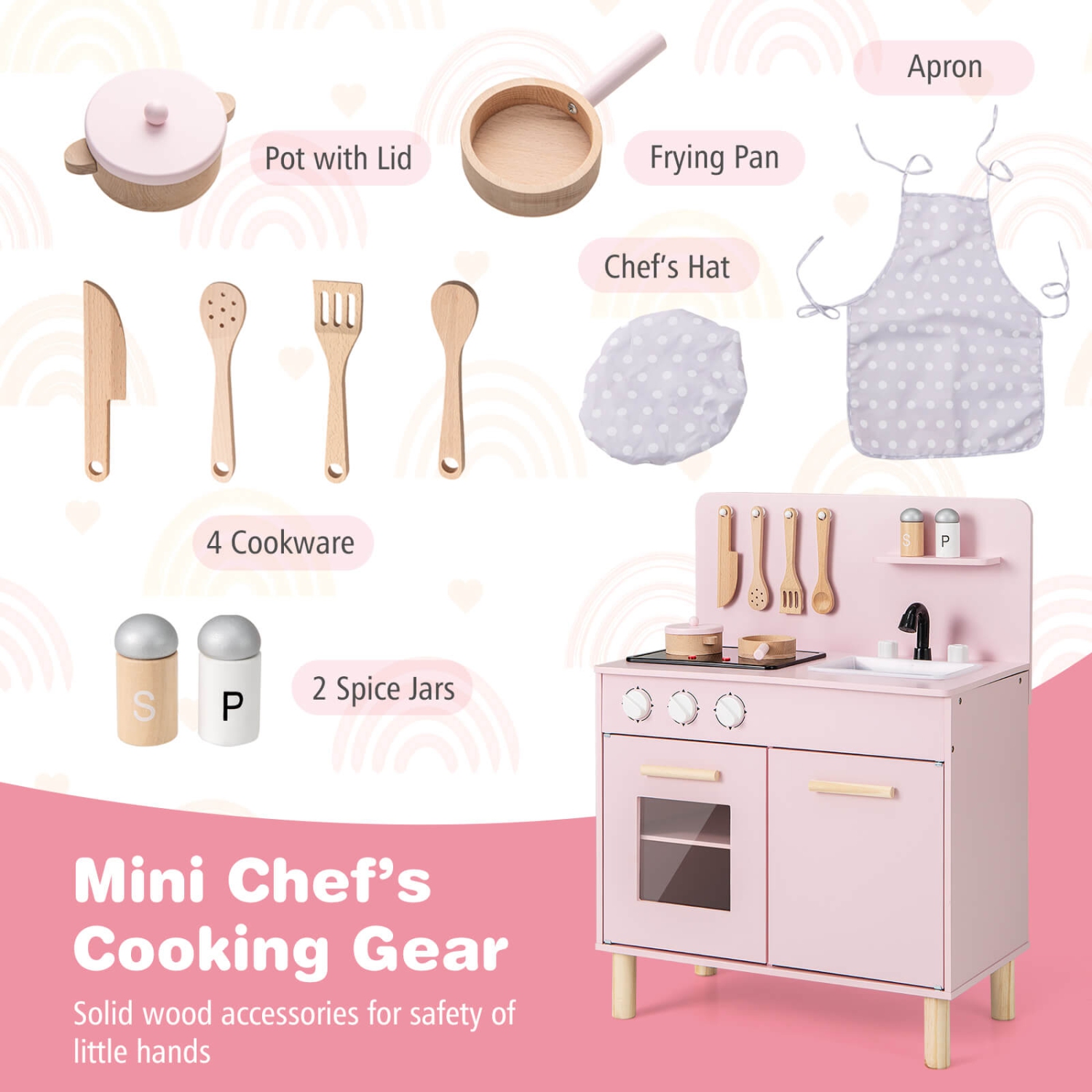 Ensemble de cuisine pour enfants de Costway avec cuisinière lumineuse et robinet d'évier de four à sons de cuisson
