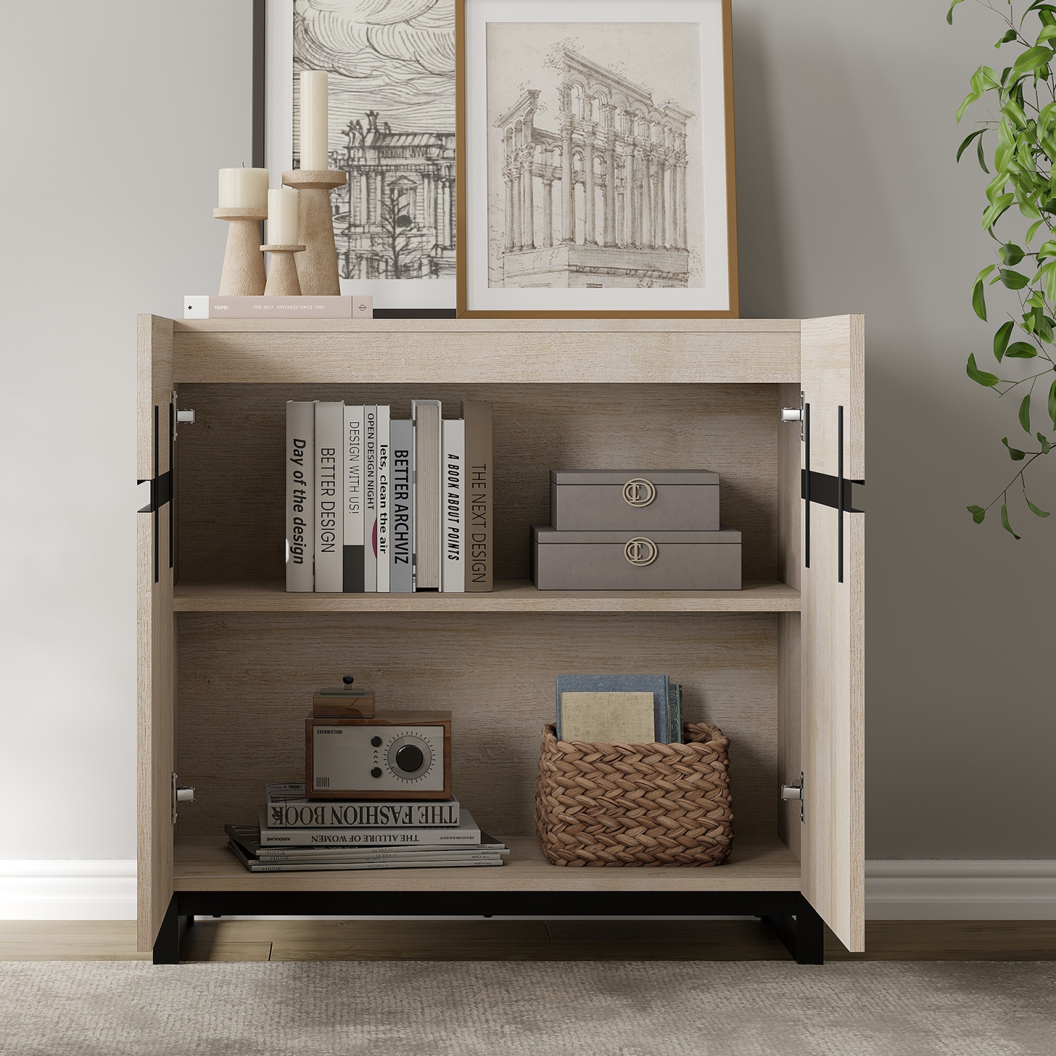 WAMPAT Modern TV Stand for TVs up to 43 inch,31.5" Entertainment Center TV Console with Adjustable Shelf &Doors, Media Console Table with Storage for