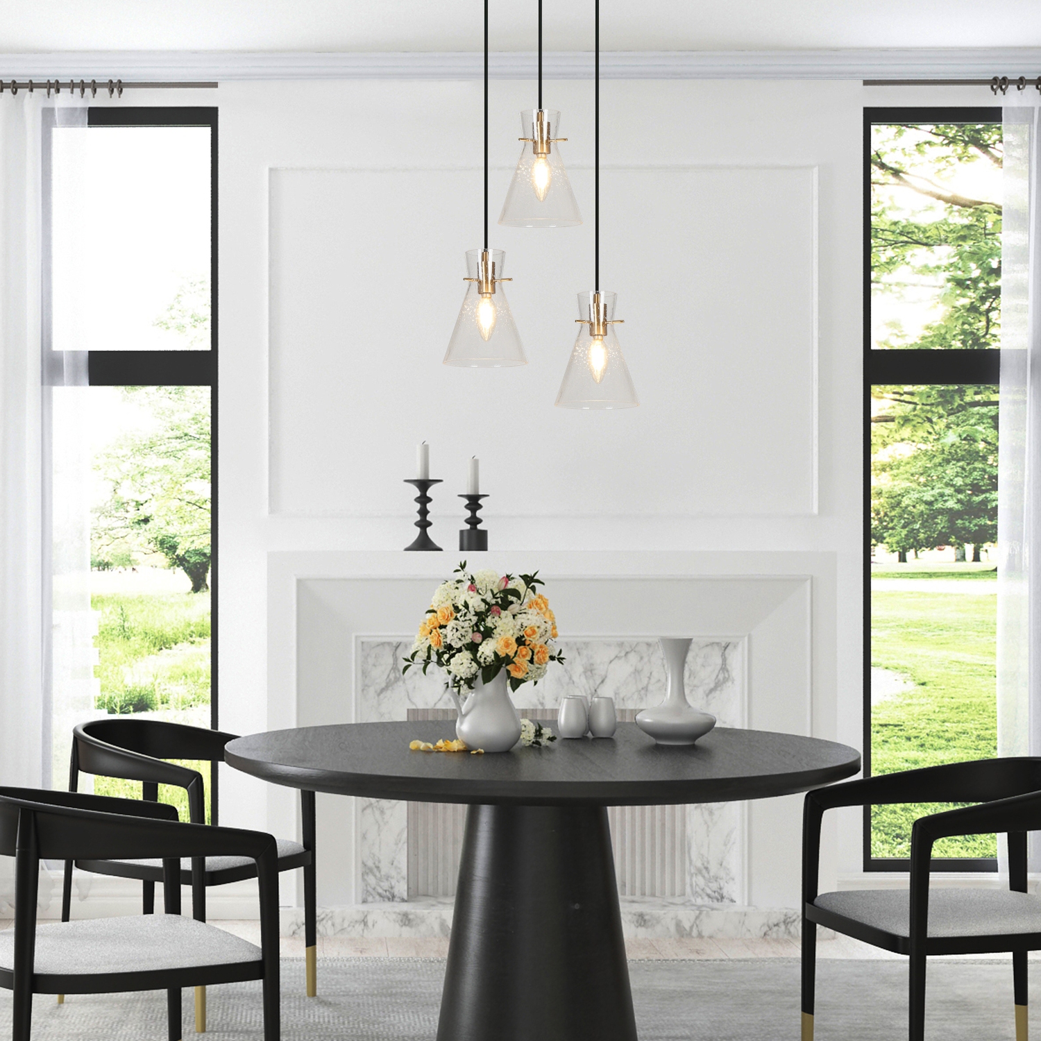 Luminaire suspendu moyen linéaire moderne/contemporain Glam, 3 po, laiton poli, 14,5, fini Uolfin