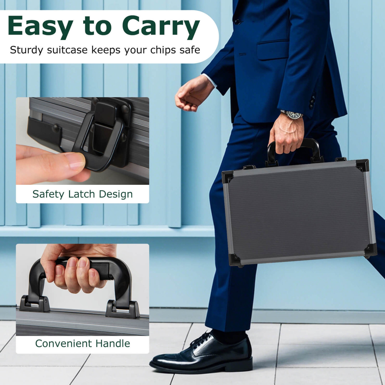 Costway Texas Holdem Poker Chip Set with 400 Pieces Chips 2 Deck of Cards & Dealer Button