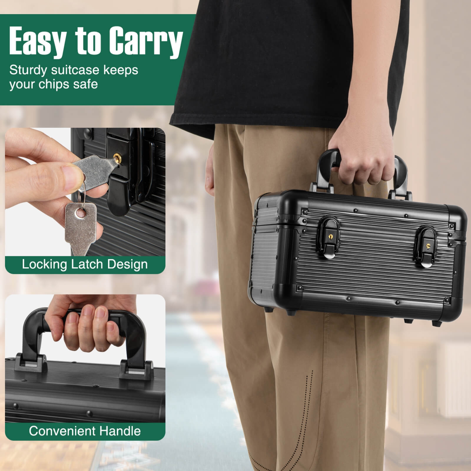 Ensemble de jetons de poker Texas Holdem de Costway avec 600 jetons, 2 paquets de cartes et un bouton de marchand