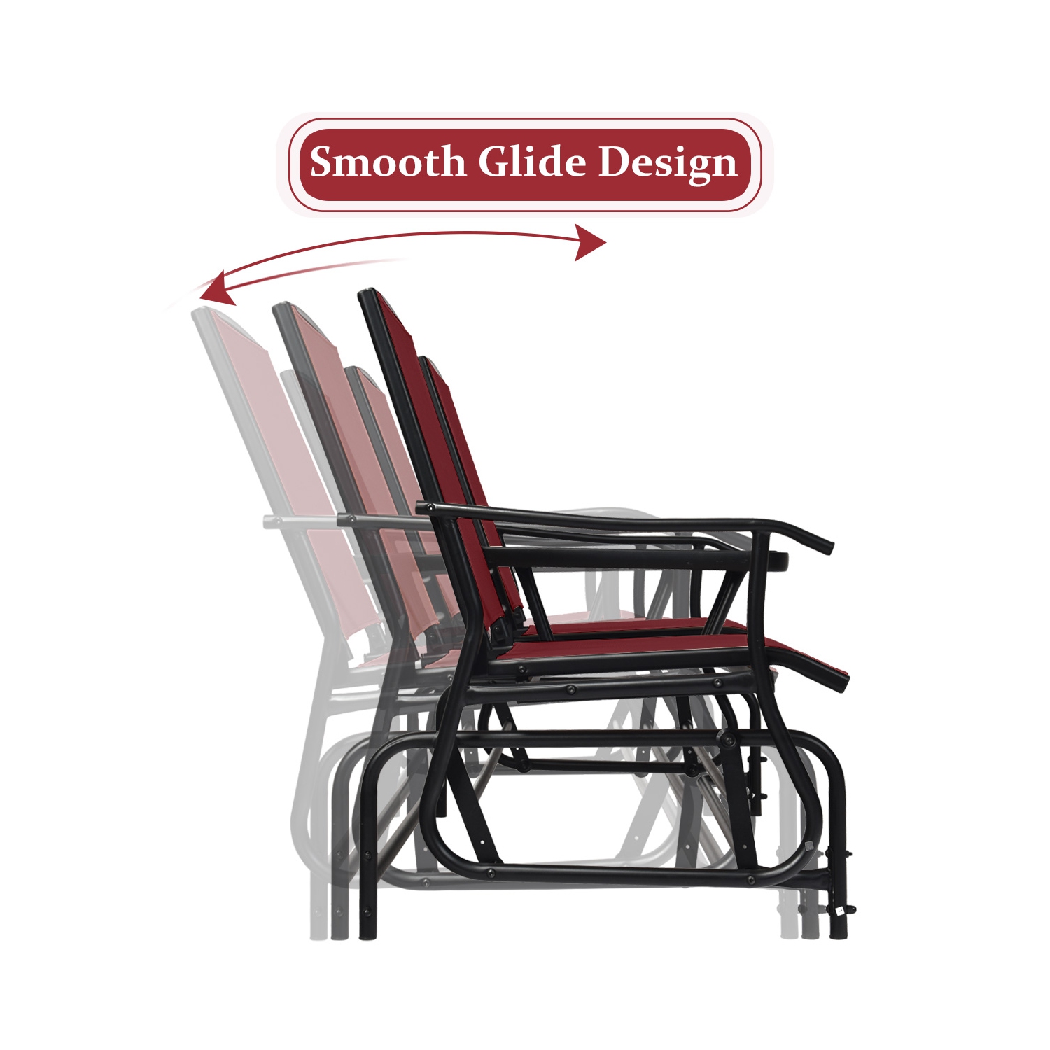 Causeuse berçante pour patio extérieur 2 places avec fauteuil coulissant double de Costway