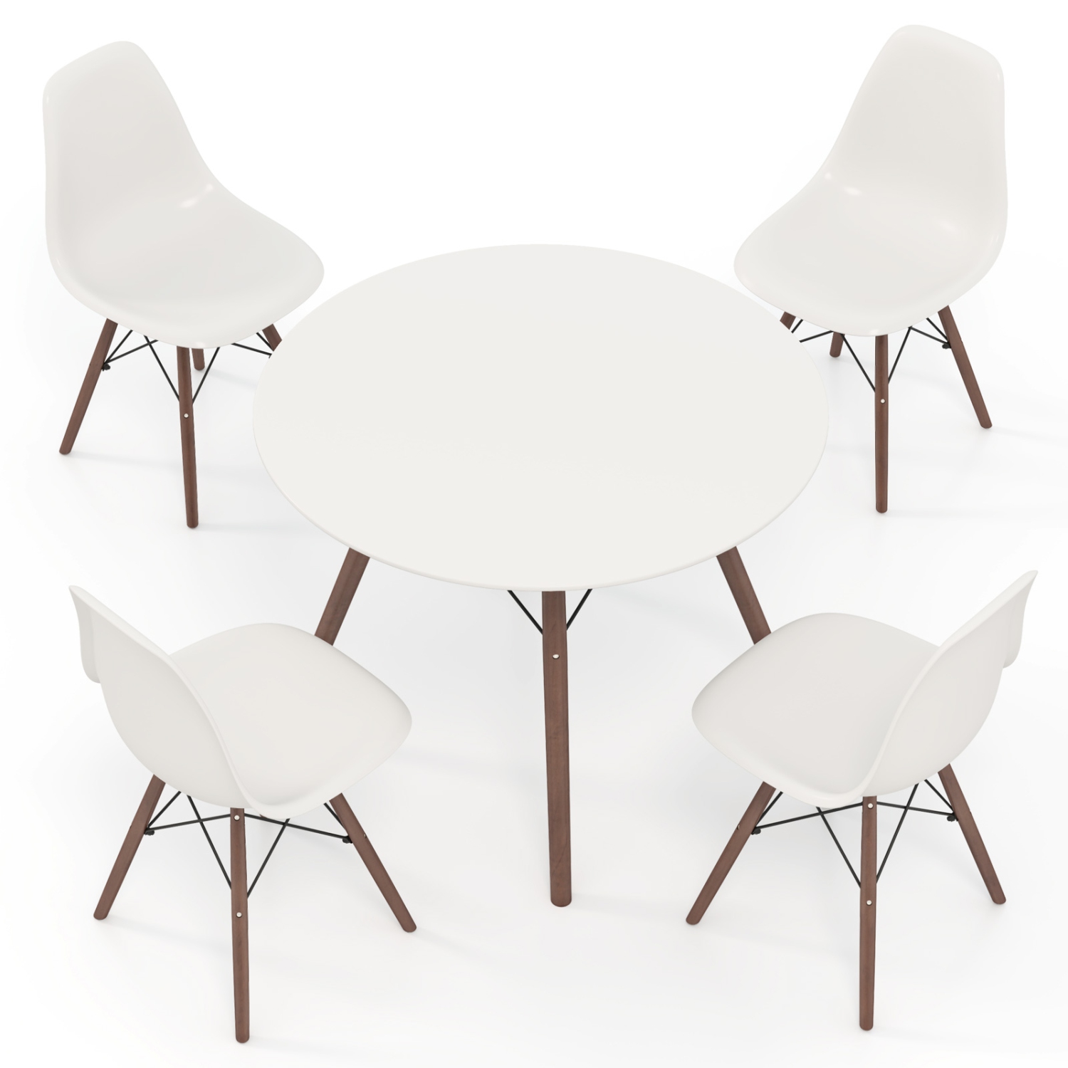 Costway Dining Table Set Modern 5 PCS For 4 Round Dining Room Table Set with Solid Wood Leg