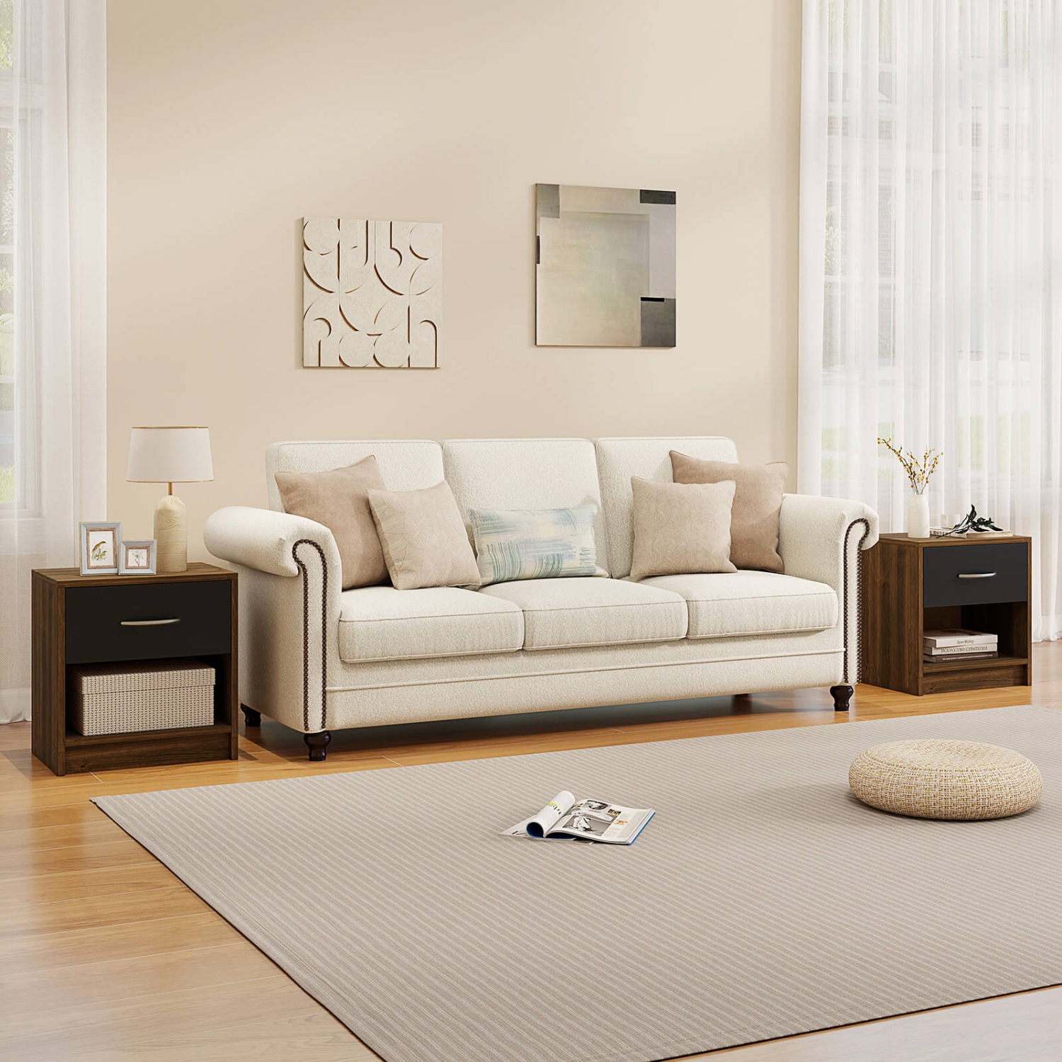 Table de chevet moderne Costway avec tiroir de rangement ouvert pour petits espaces