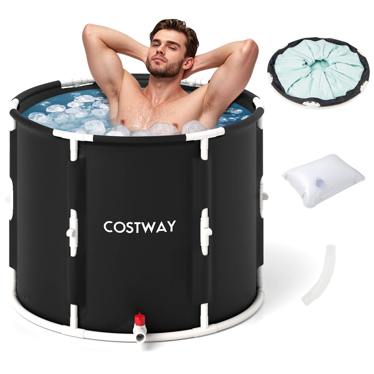 Baignoire de glace pliable de Costway avec piscine plongeante pour l'entraînement de récupération en eau froide