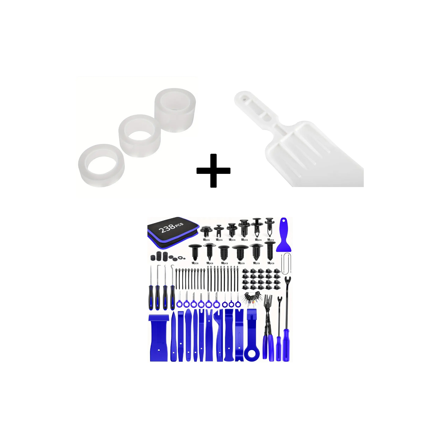 Protecteur de porte d'auto, ensemble de 238 outils de retrait de garniture et raclette à poignée longue pour teinture/enrubannage