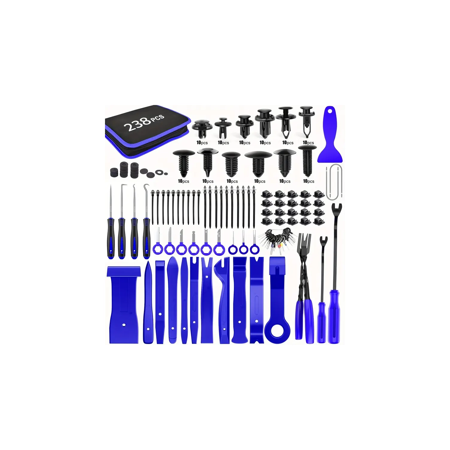 Protecteur de porte d'auto, ensemble de 238 outils de retrait de garniture et raclette à poignée longue pour teinture/enrubannage