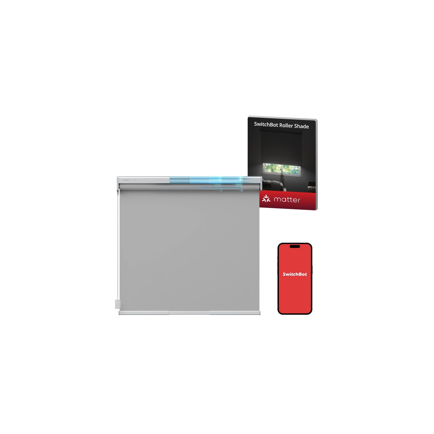 Pare-soleil déroulant SwitchBot | Stores automatiques intelligents, convient à toutes les fenêtres - Gris