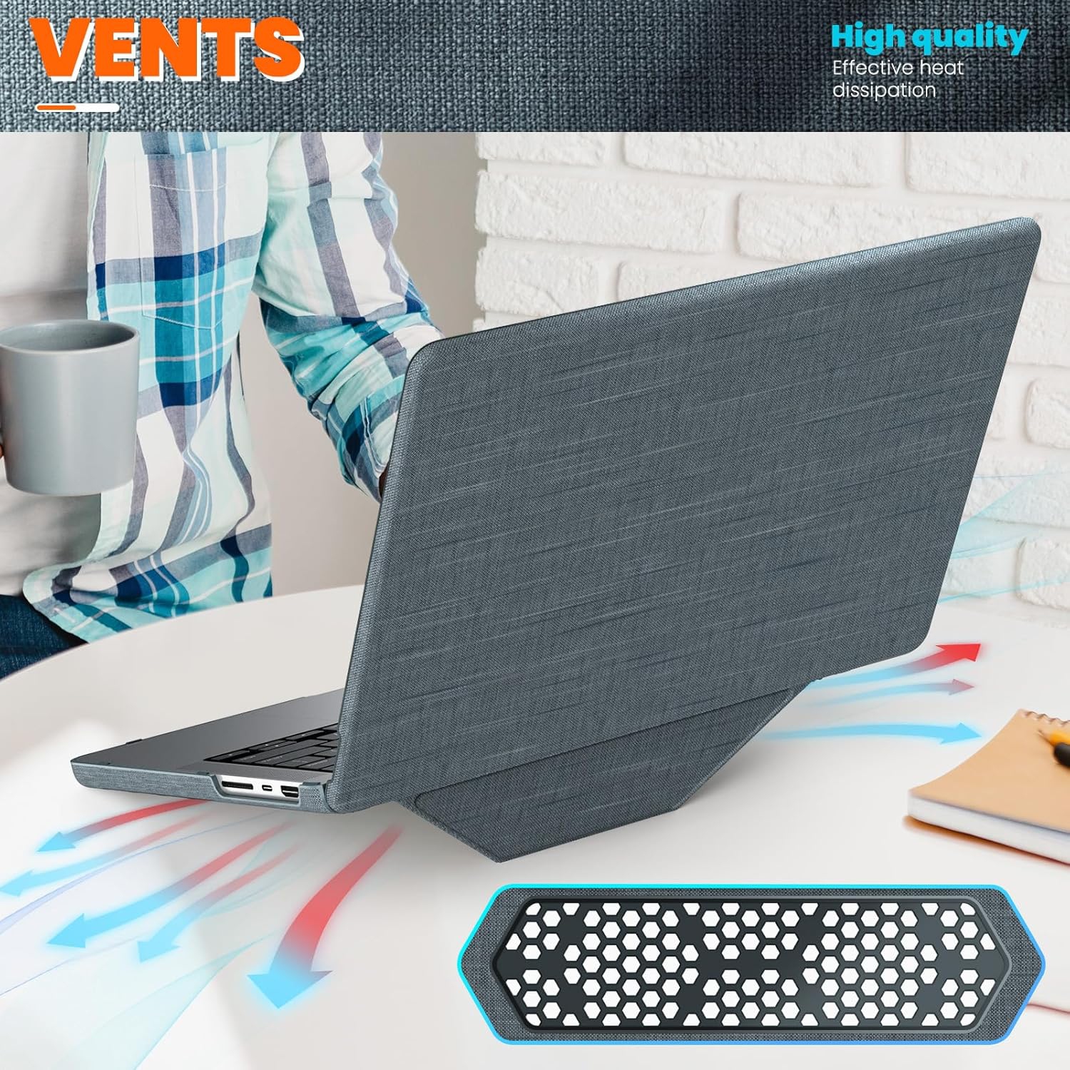 XCRS – Étui 2025 2024 2023 2022 protecteur en tissu de qualité supérieure pour MacBook Air 13.6 po de 13 po