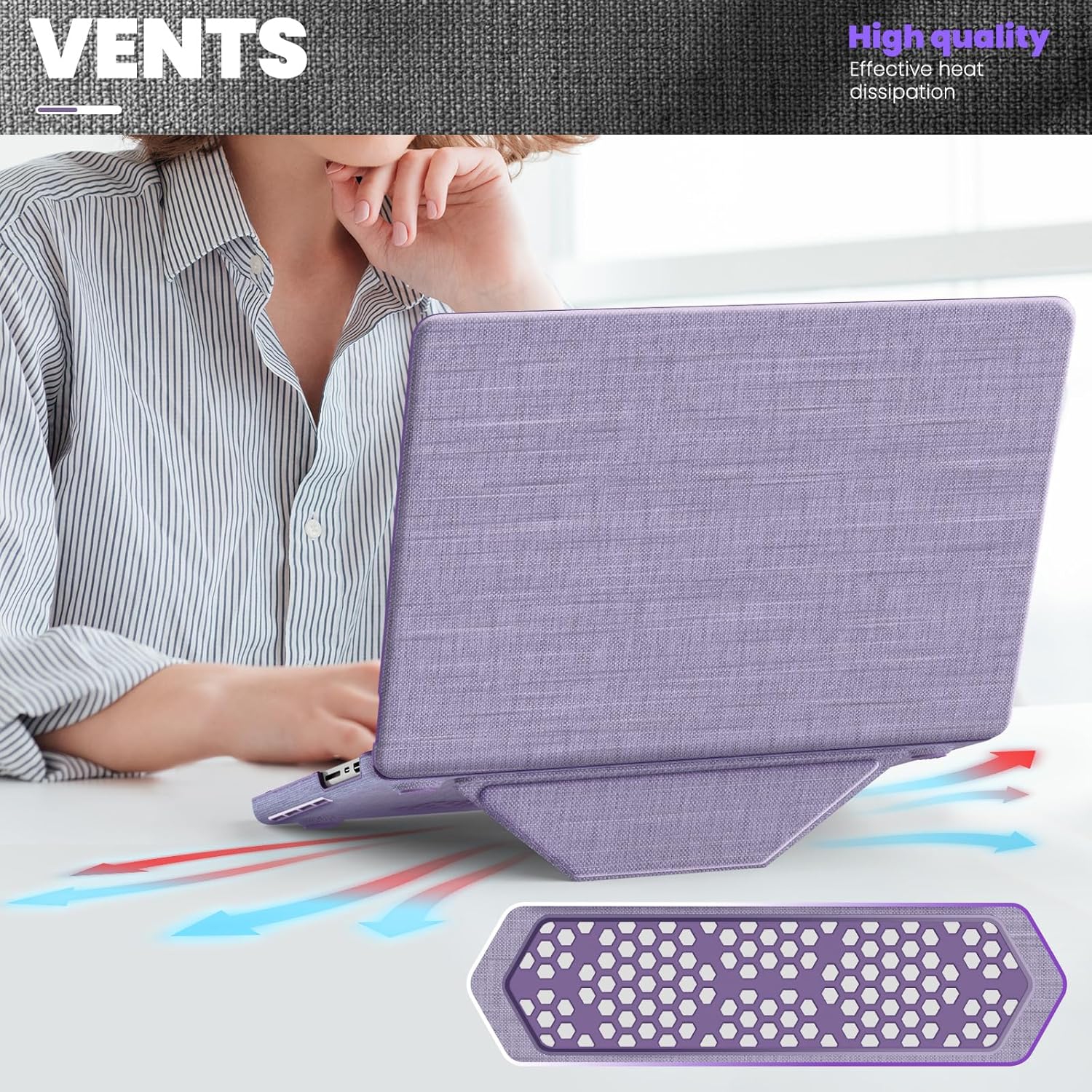 XCRS MacBook Air 13.6 inch Case 2025 2024 2023 2022 Protective Premium Fabric Cover for Air 13”