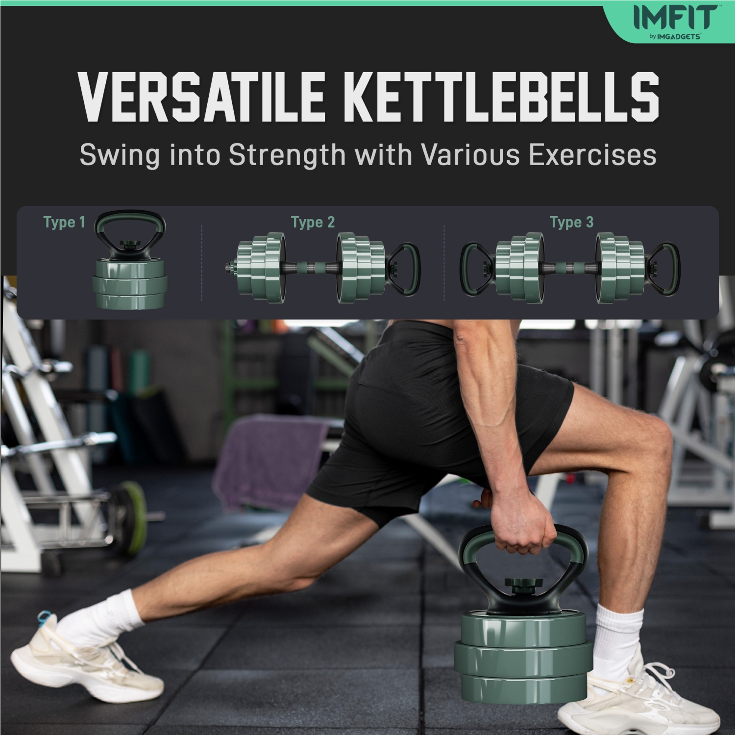 IMFIT AIO Weight Adjustable Dumbbells 1.65 to 52lbs | Dumbbells, Barbells, Kettlebells, Push-Up Bars for Full-Body Workout | Premium Adjustable