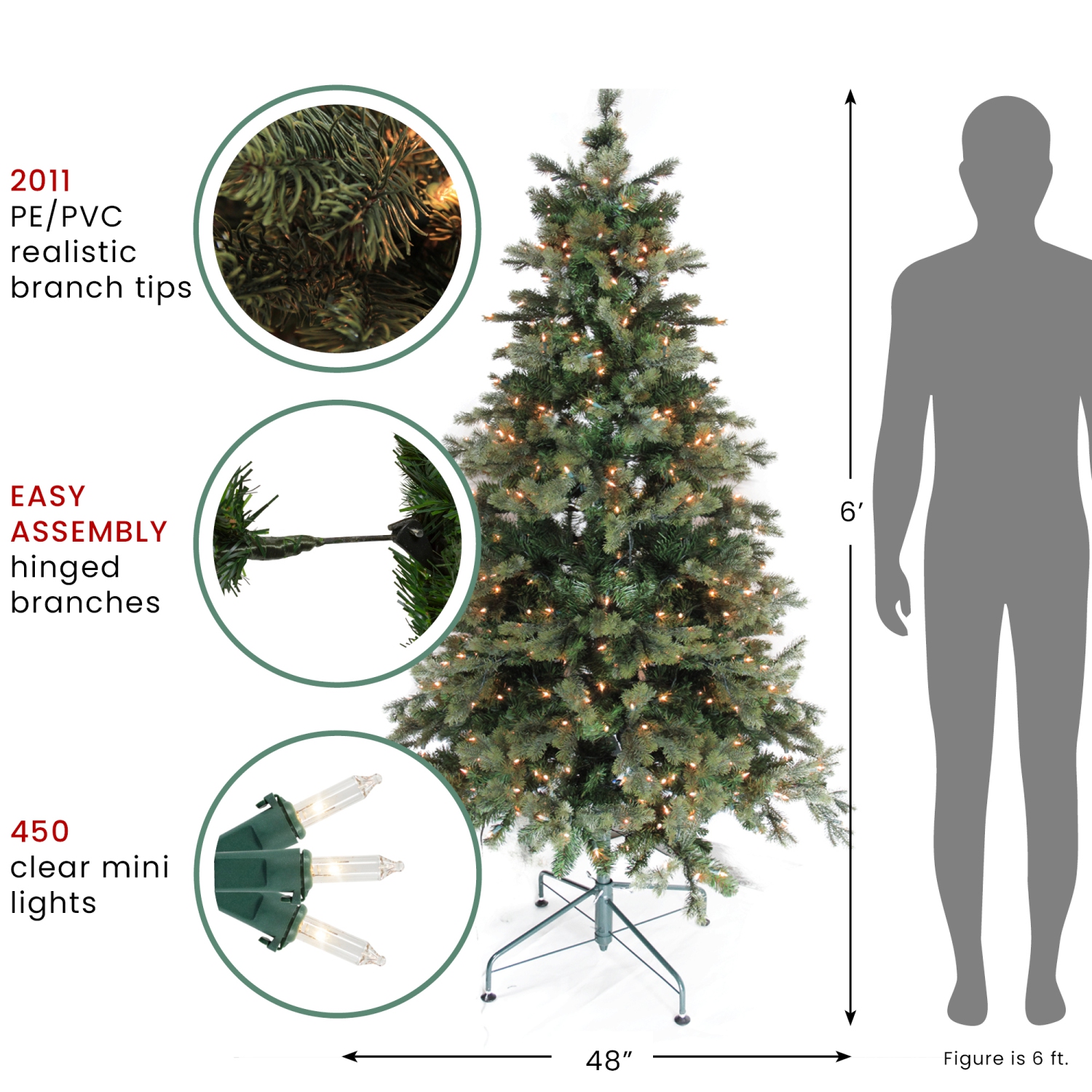 Pre-Lit Medium Savannah Spruce Artificial Christmas Tree - 6' - Clear Lights