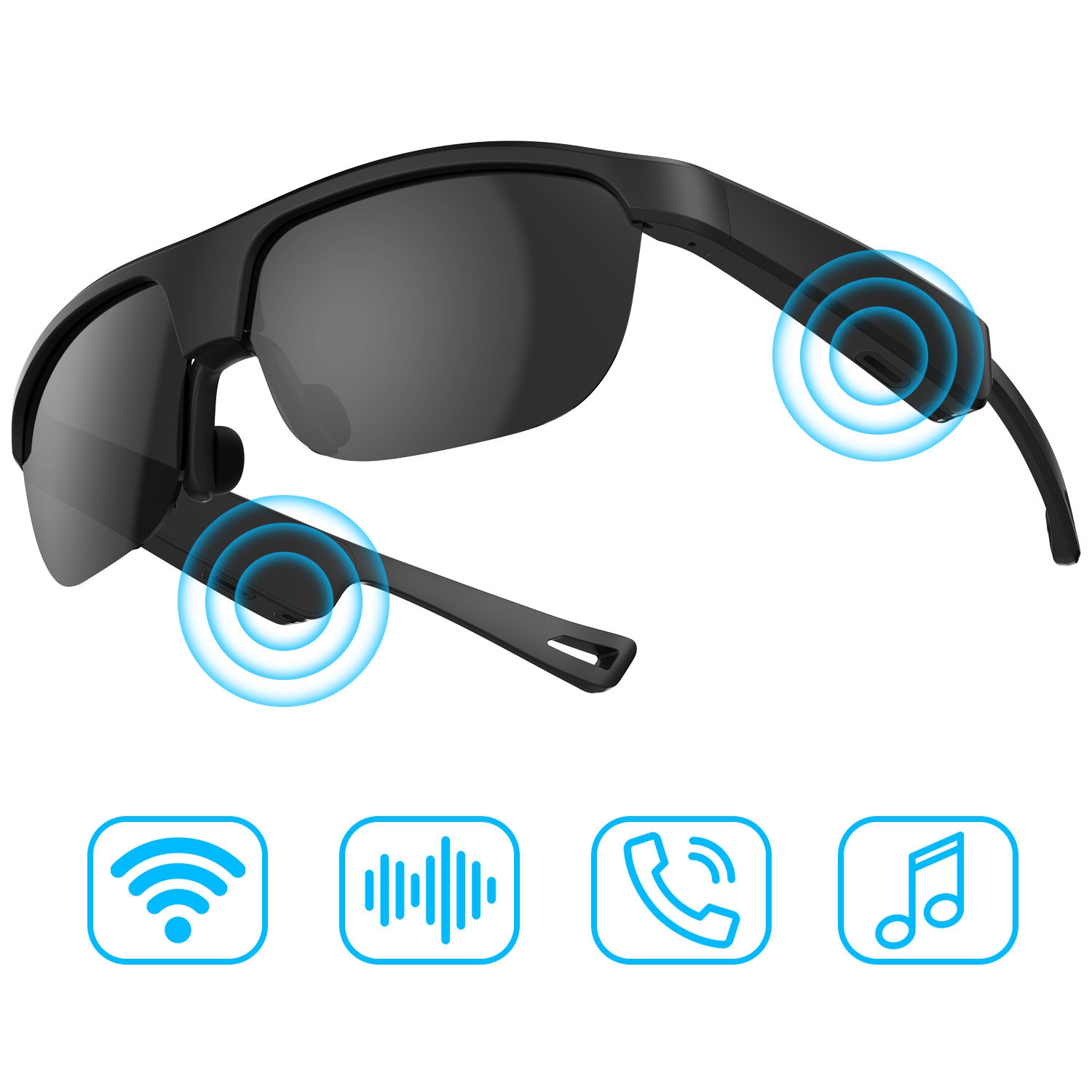 Lunettes intelligentes Bluetooth polarisées avec microphone, audio ouvert, pile IP65 et 5 heures