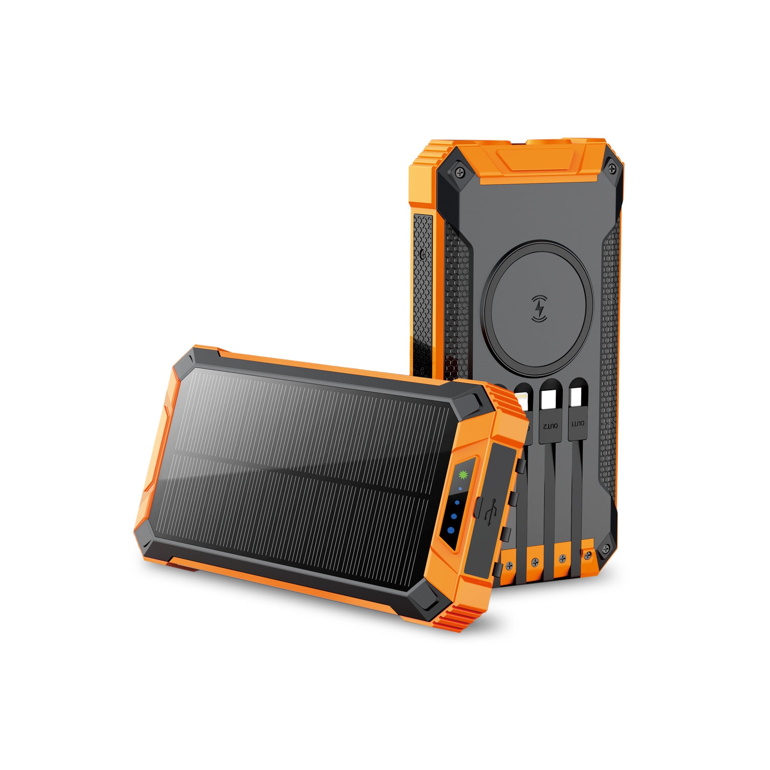 20,000mAh Power Bank- Convenient 4 Built-in Cables & Wireless Charging