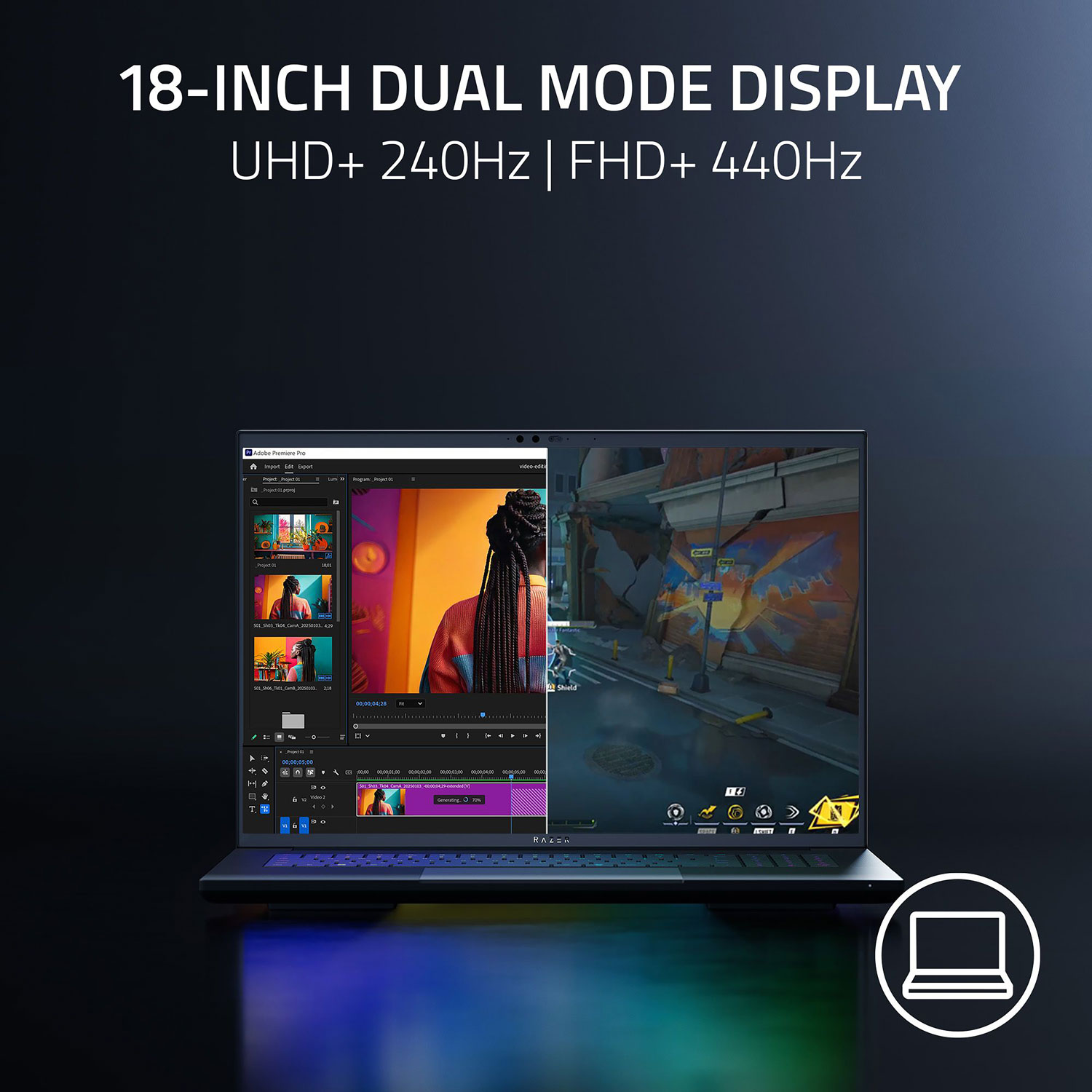 Portable de jeu de 18 po Blade de Razer - Noir