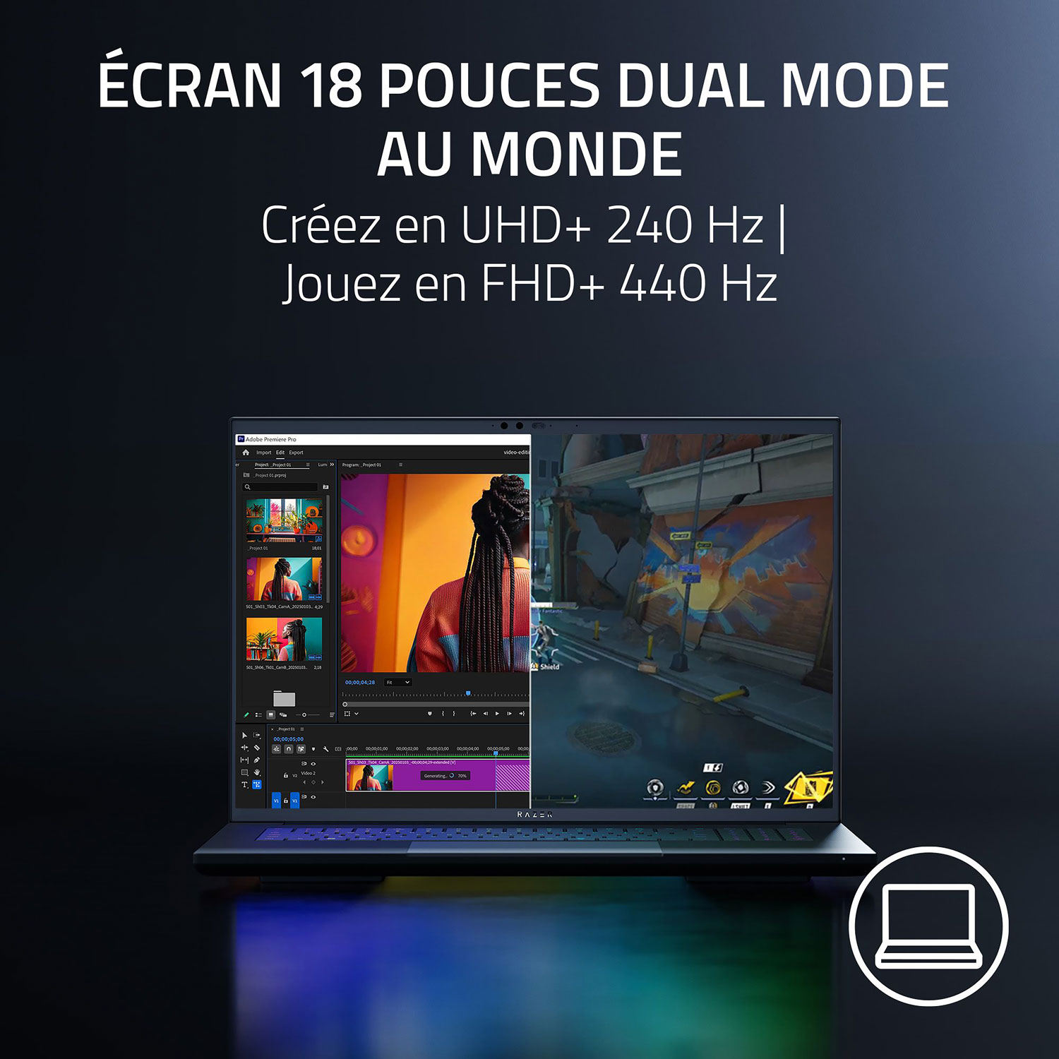 Portable de jeu de 18 po Blade de Razer - Noir