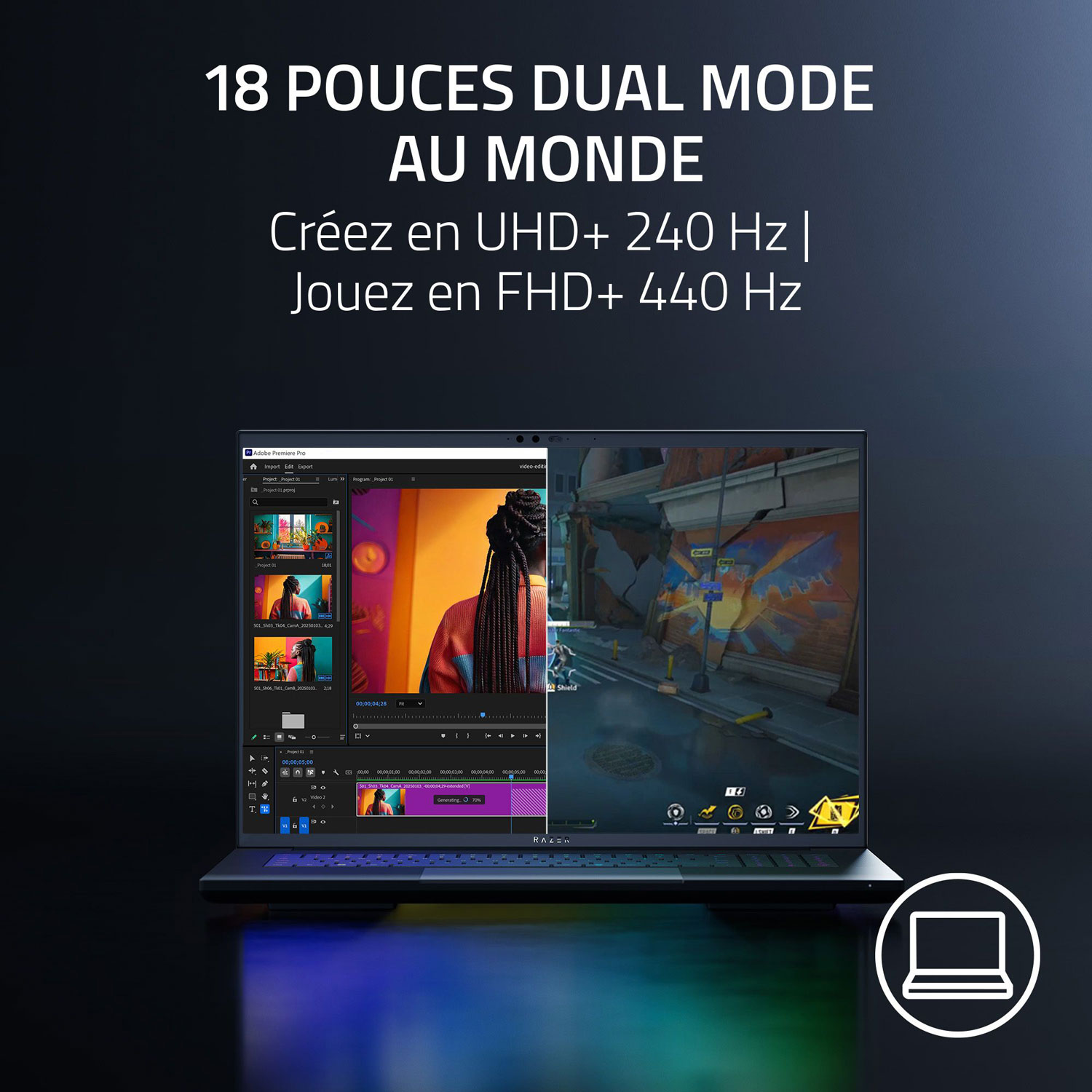 Portable de jeu de 18 po Blade de Razer - Noir