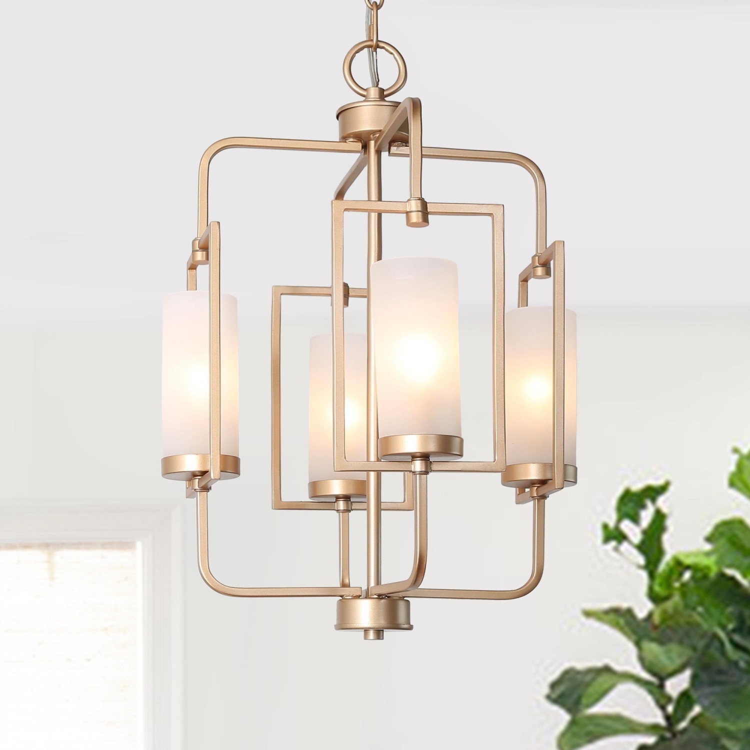 4 -Light Matte Gold Modern/contemporary For Use in Bedrooms, Dining Rooms, Foyers, Kitchens, Living Rooms Chandelier