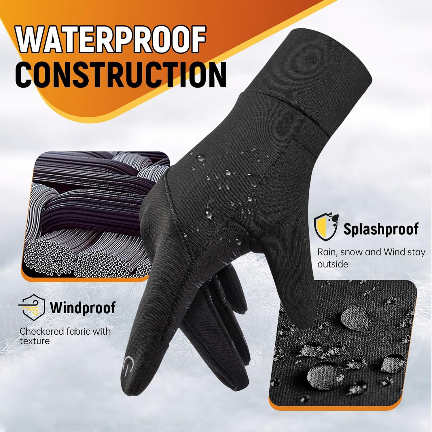 Warm Winter Gloves, Running Gloves Mens Womens Thermal Lightweight Anti-Slip Touchscreen Runing Driving Gloves,X-Large