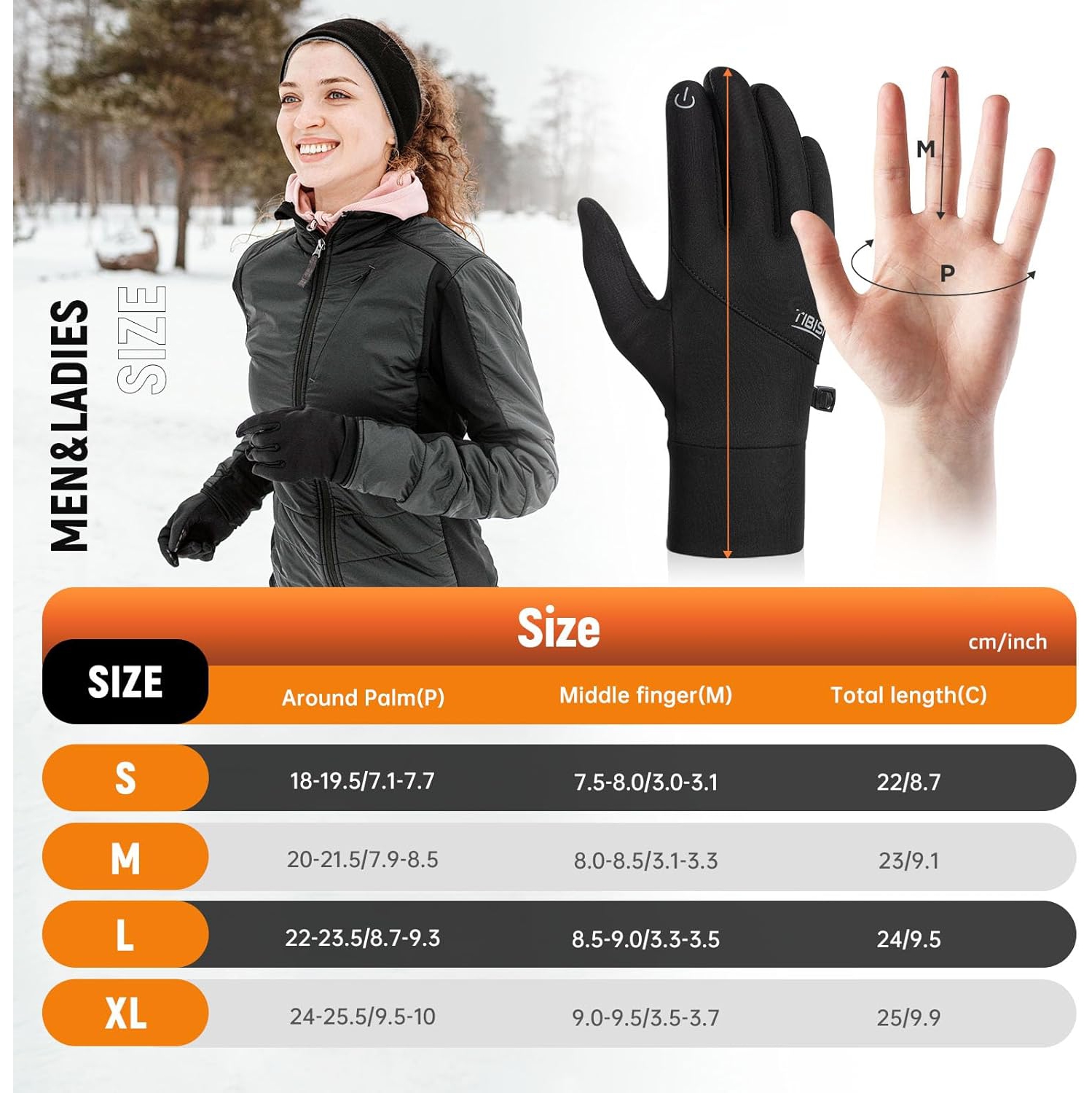 Warm Winter Gloves, Running Gloves Mens Womens Thermal Lightweight Anti-Slip Touchscreen Runing Driving Gloves, Medium