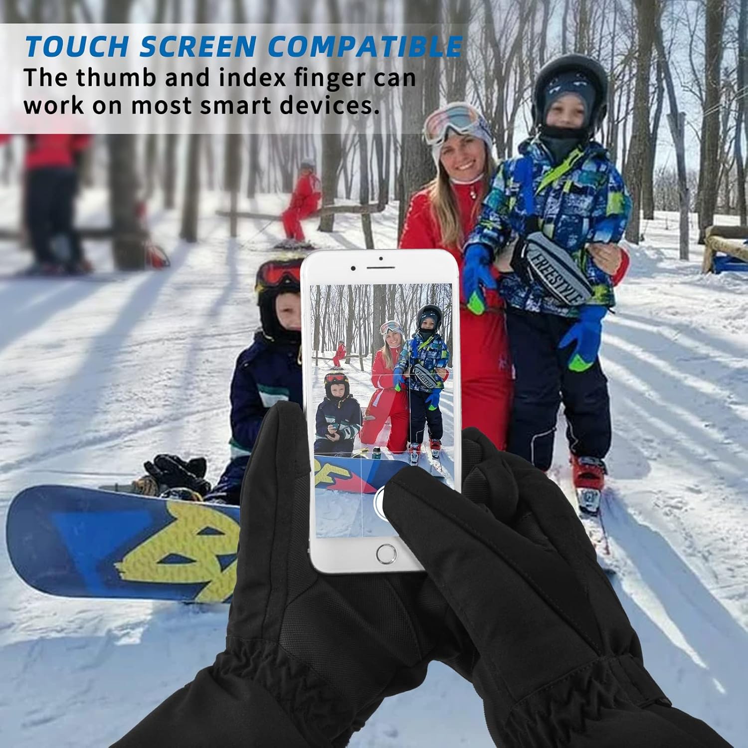 Gants de ski d'hiver pour Femme Homme , Gants de neige étanches pour écran tactile, Gants de planche à neige chauds pour le ski par temps froid, Grand