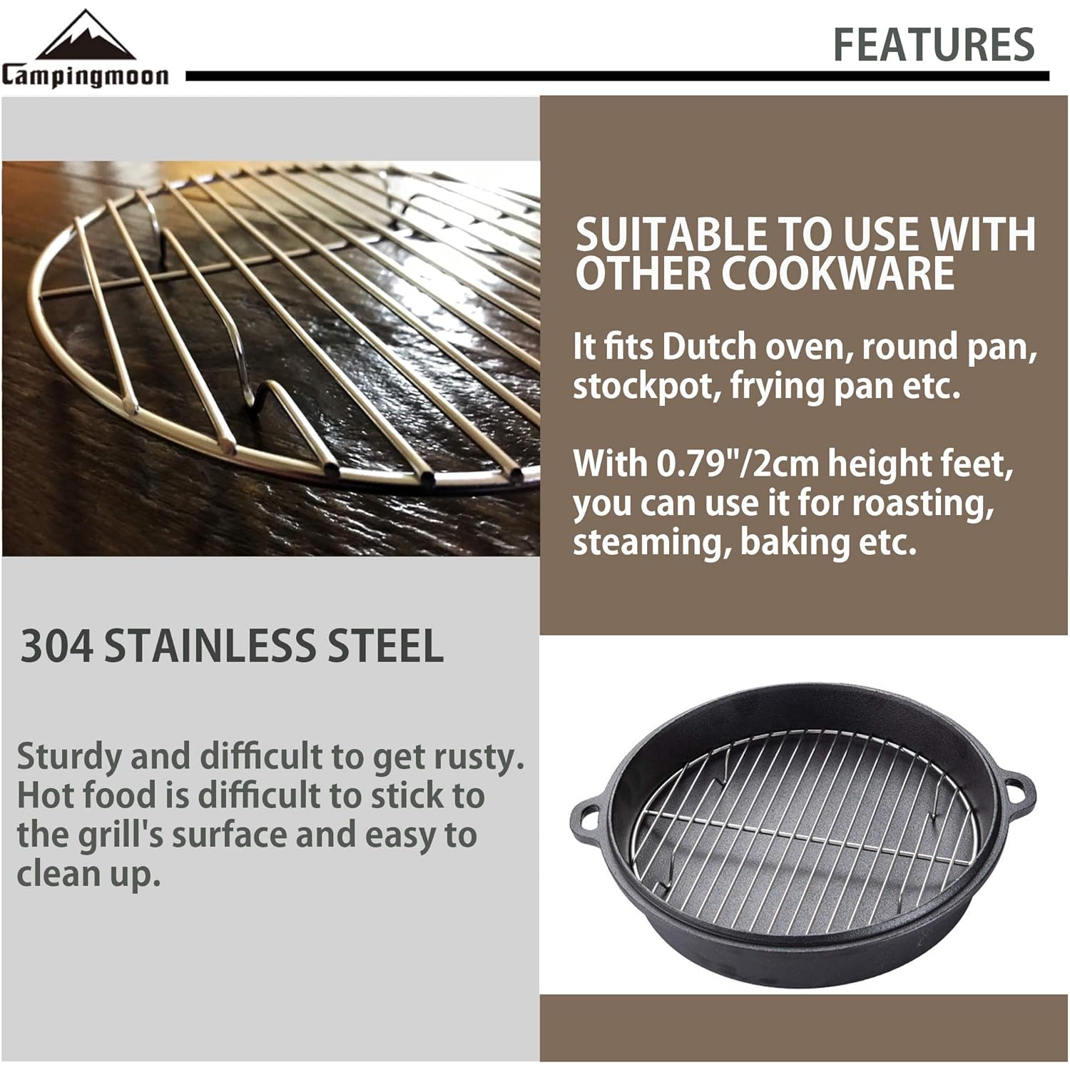 Dia Round Stainless Steel Cooking Grid Grill Fits for Backpacking Pocket Stove W13,Dia 9.5 Inches, W24