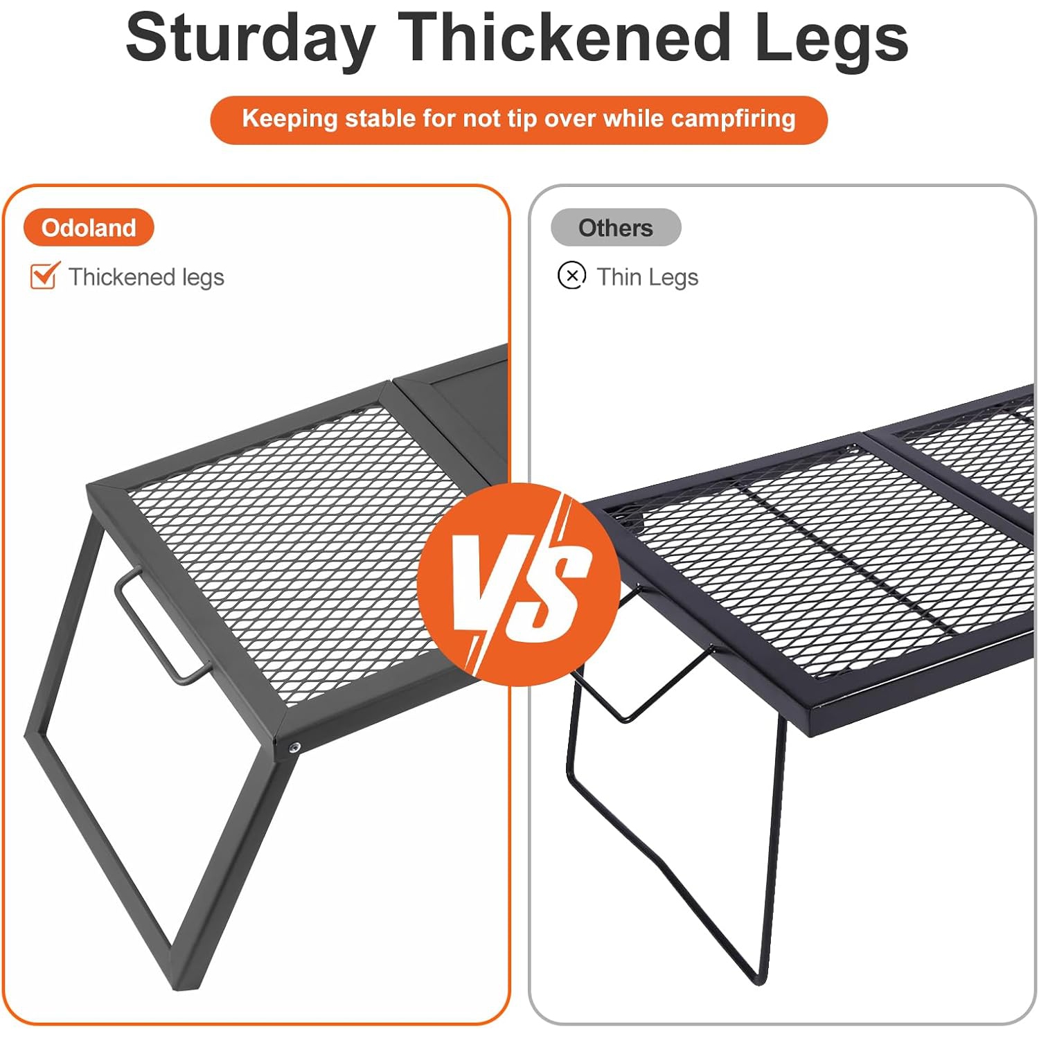 Collapsible Campfire Grill Camping Fire Pit, 304 Stainless Steel Grill Gate, Portable Camping Grill with Carrying Bag for Outdoor Backpacking Hiking