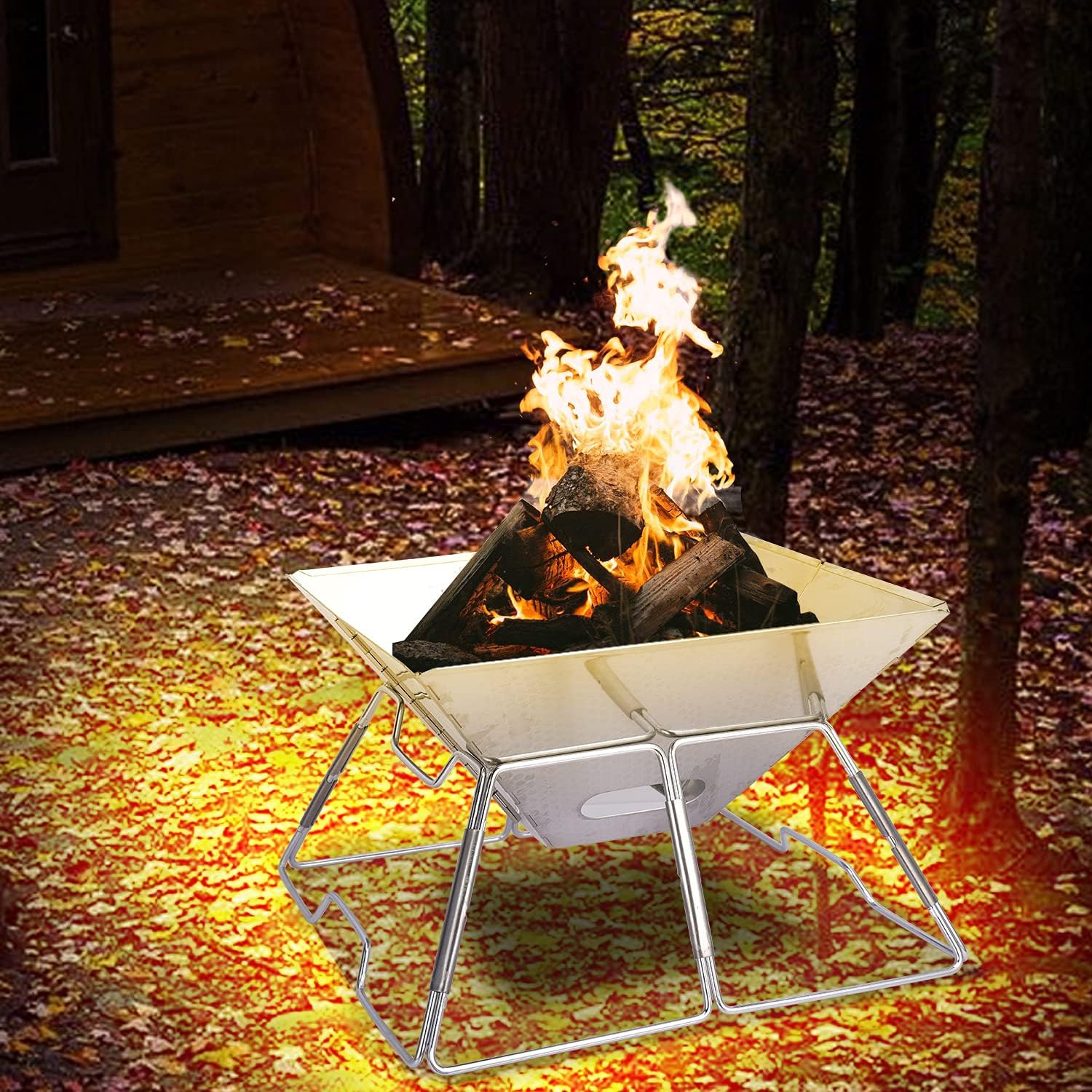 Foyer d'extérieur, petit barbecue pliant portatif de camping, brûleur à bois avec sac de transport pour l'extérieur avec sac à dos pour le barbecue