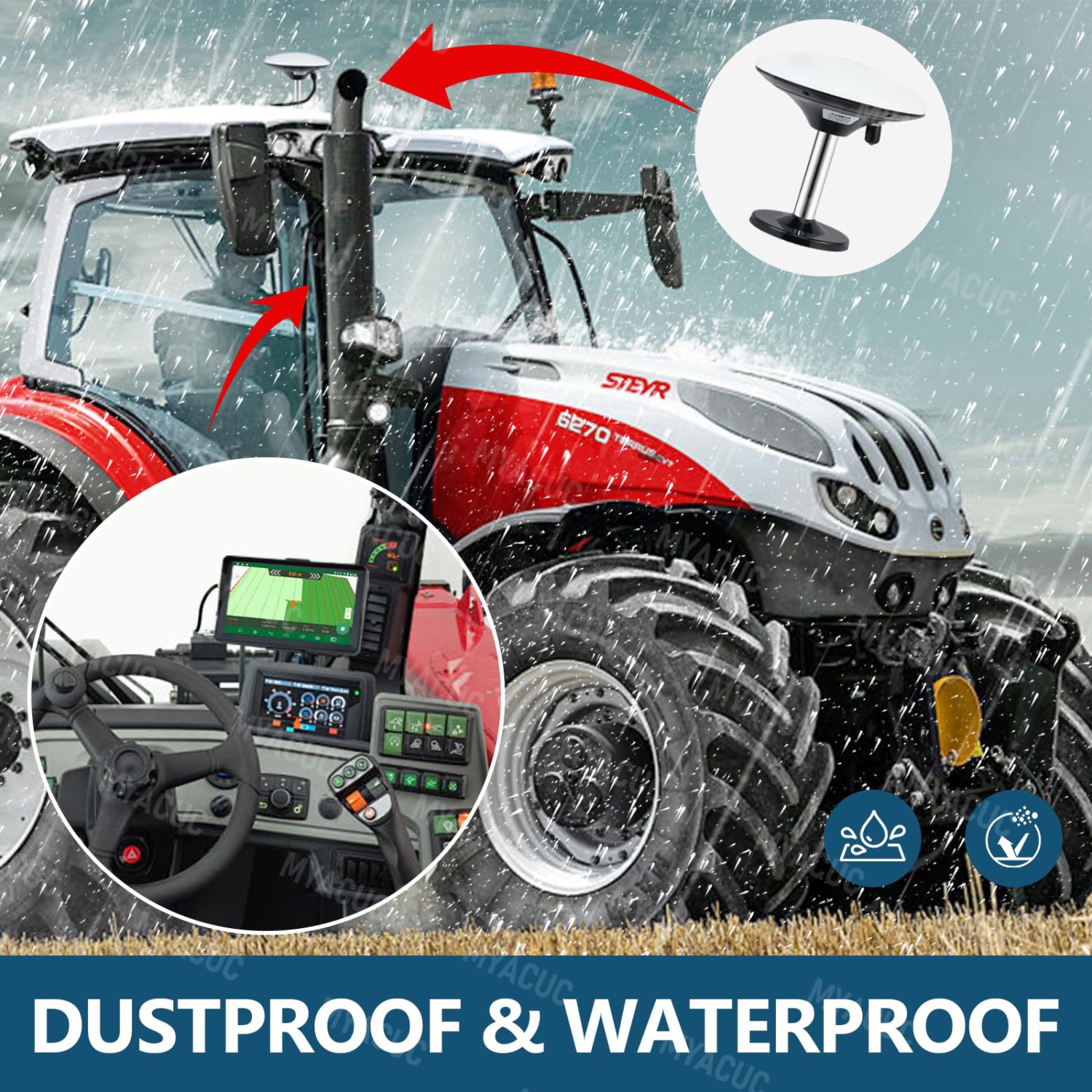 Tracteur agricole 7 pouces Navigateur GPS Harvester Haute précision Navigateur agricole GPS Système de navigation GPS agricole