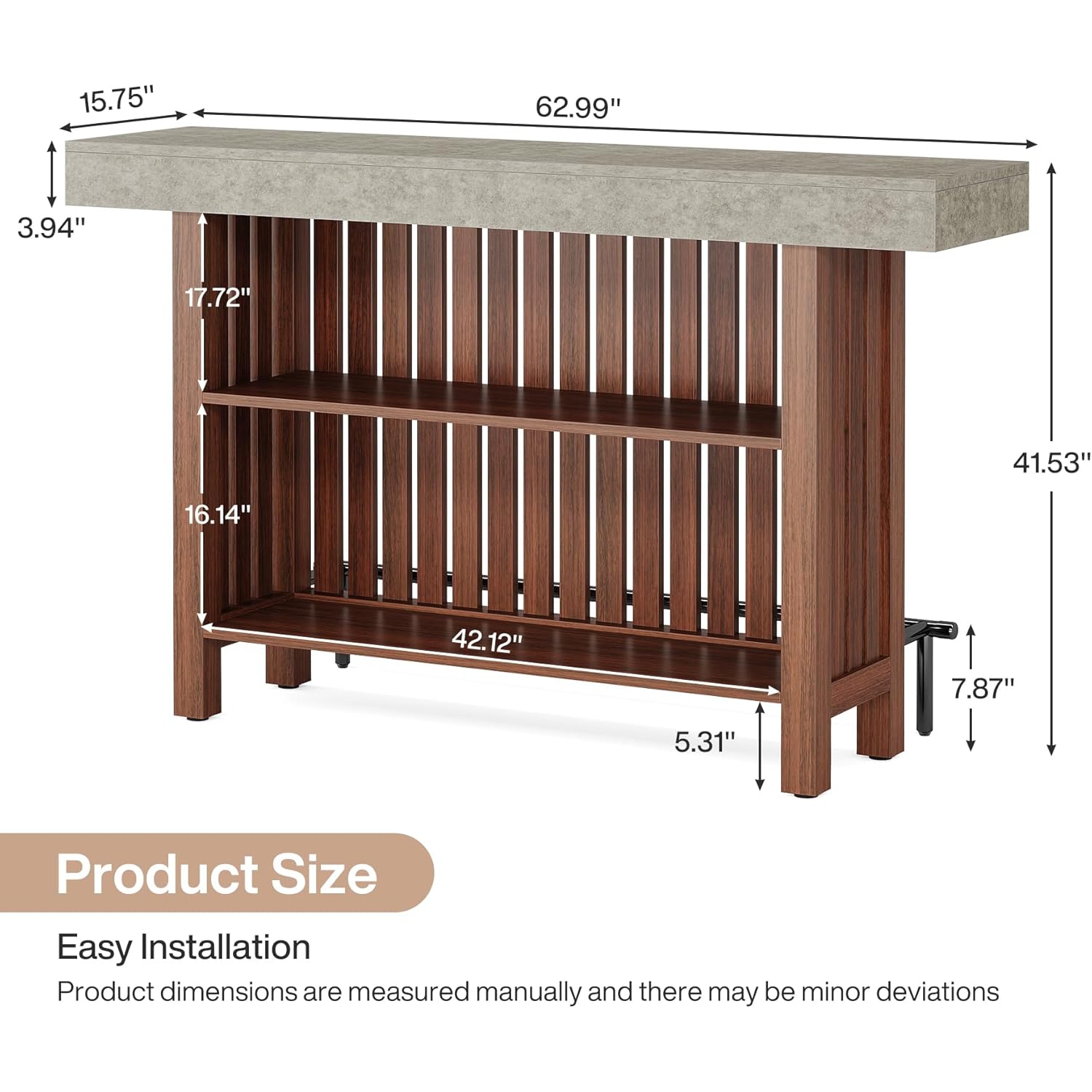 Tribesigns – Grande unité de bar maison de 63 po, mini table de bar à 2 niveaux avec repose-pieds, armoire de bar à café moderne