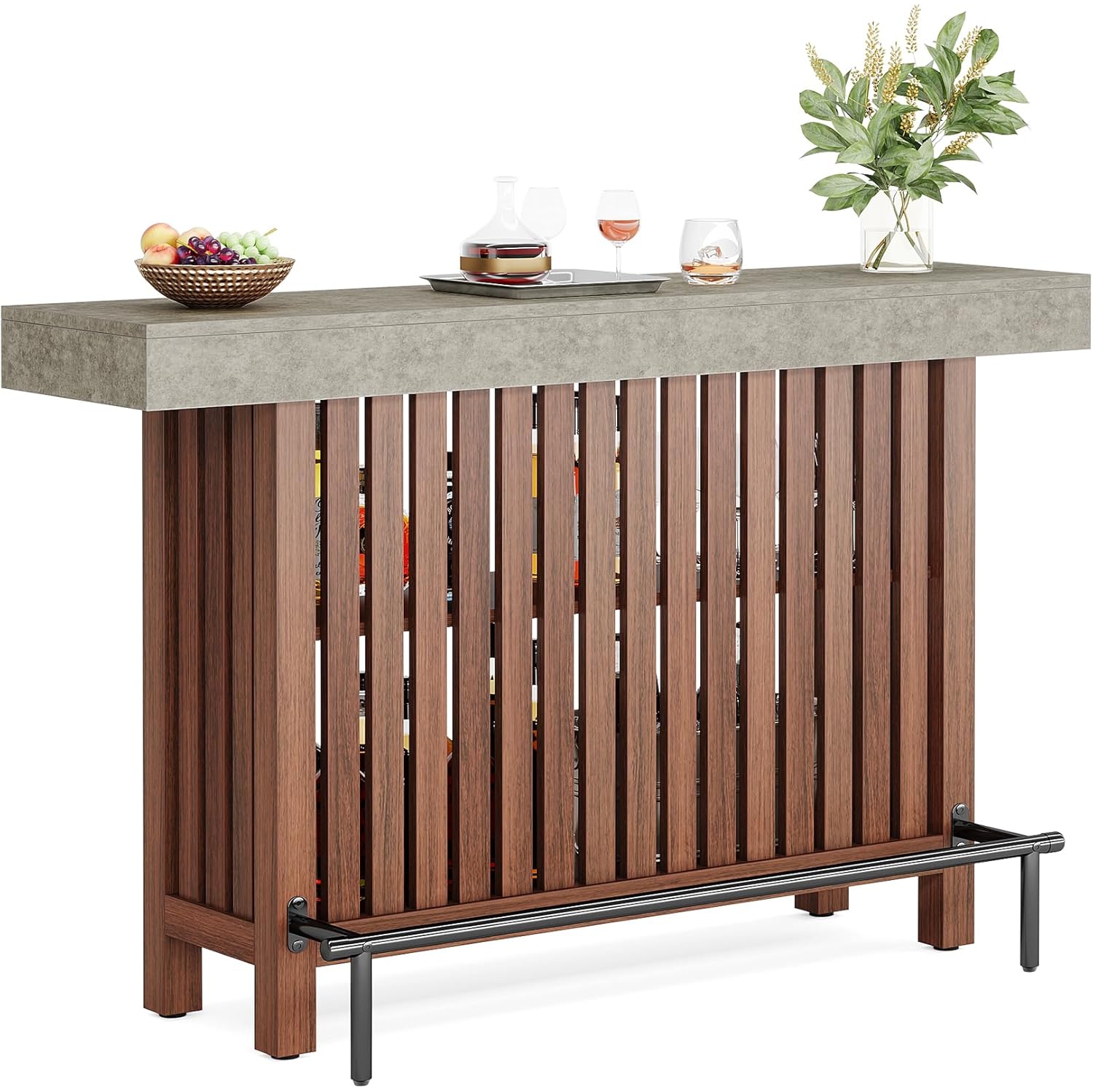 Tribesigns – Grande unité de bar maison de 63 po, mini table de bar à 2 niveaux avec repose-pieds, armoire de bar à café moderne