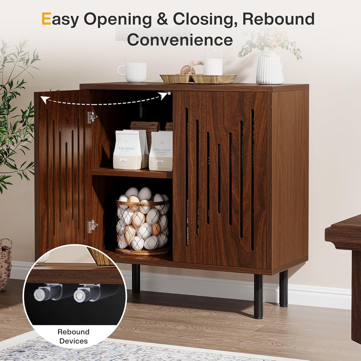 Tribesigns Set of 2 Sideboard Buffet with Storage, 59" Buffet Sideboard Cabinet with Adjustable Shelves