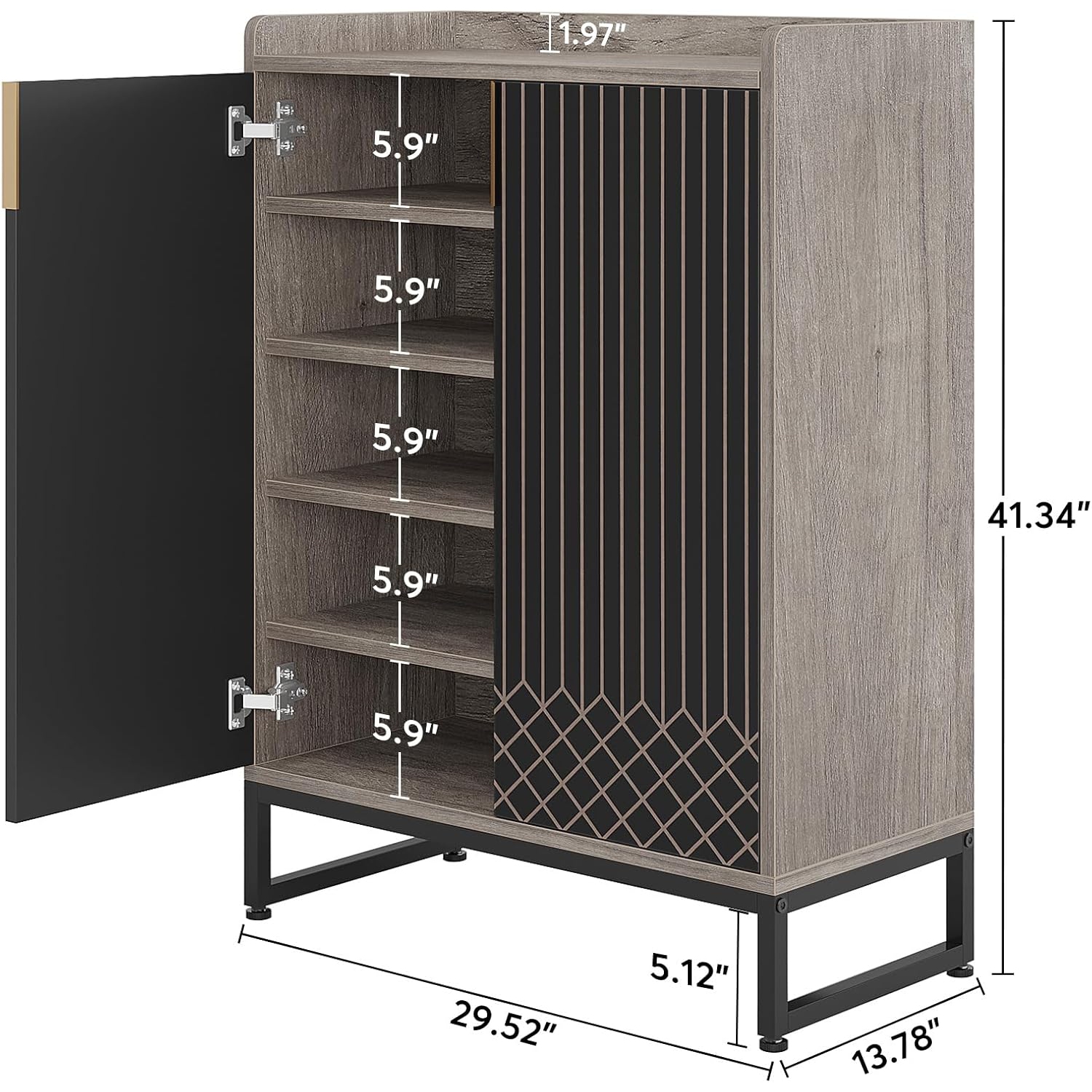 Tribesigns – Armoire à chaussures avec portes, armoire de rangement à chaussures à 5 niveaux pour l'entrée, armoire de rangement à chaussures en bois