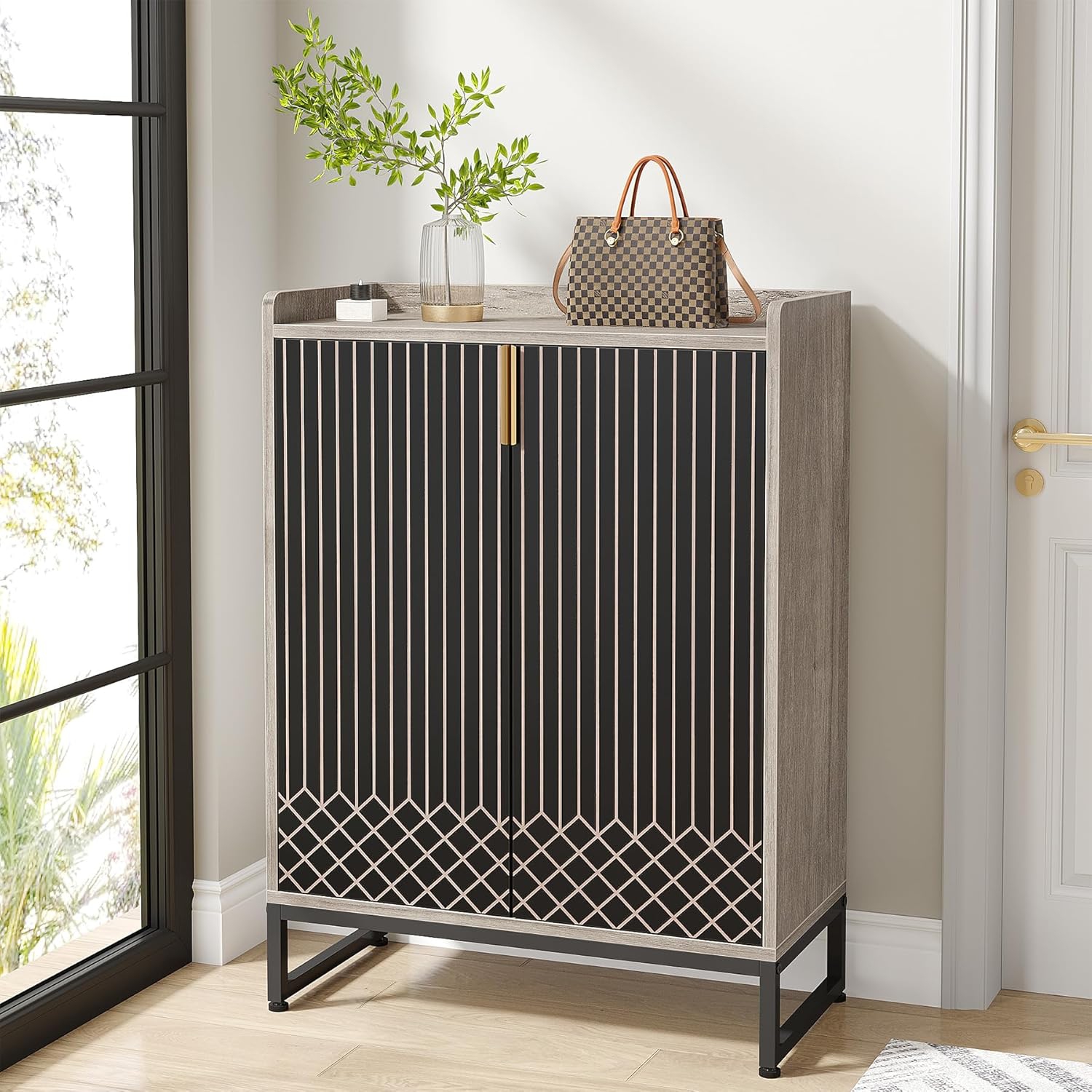 Tribesigns – Armoire à chaussures avec portes, armoire de rangement à chaussures à 5 niveaux pour l'entrée, armoire de rangement à chaussures en bois