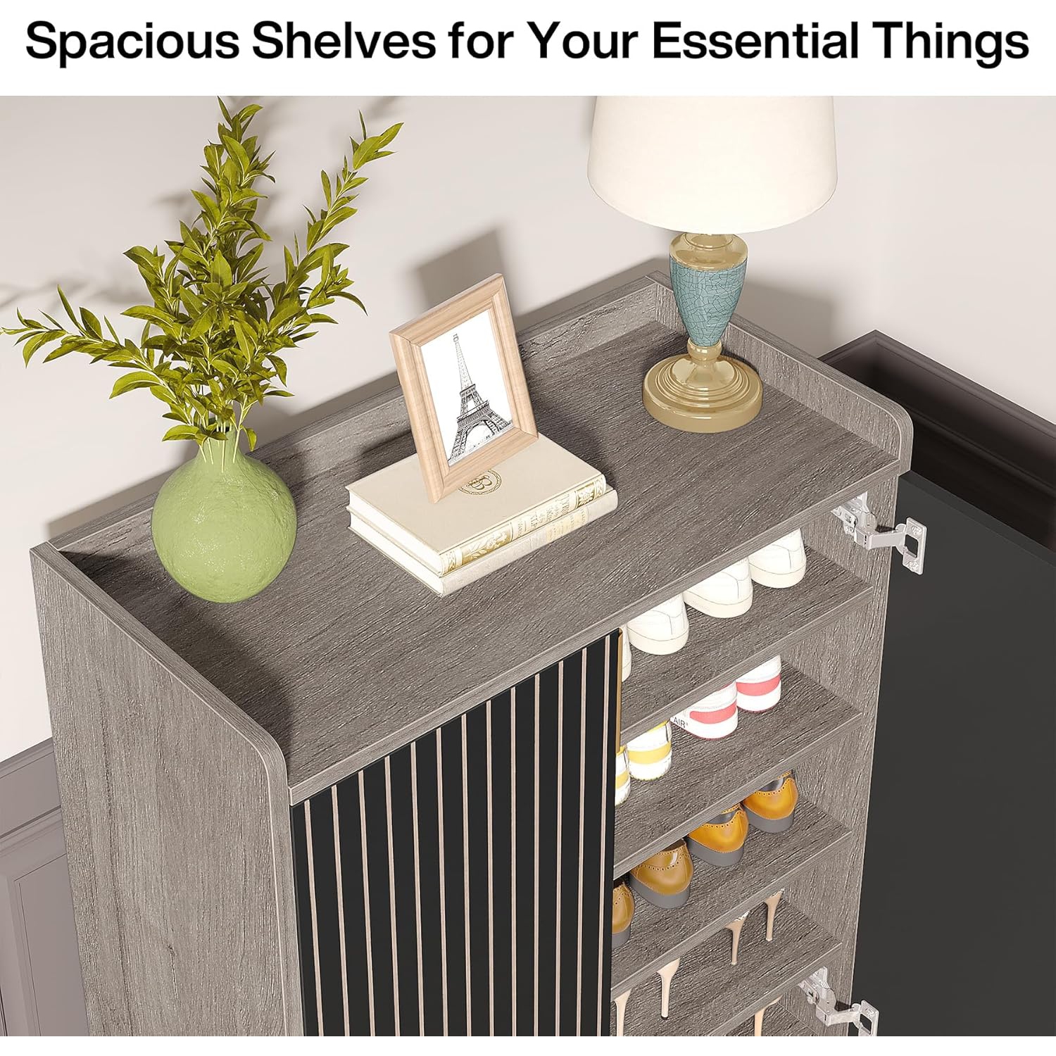 Tribesigns – Armoire à chaussures avec portes, armoire de rangement à chaussures à 5 niveaux pour l'entrée, armoire de rangement à chaussures en bois